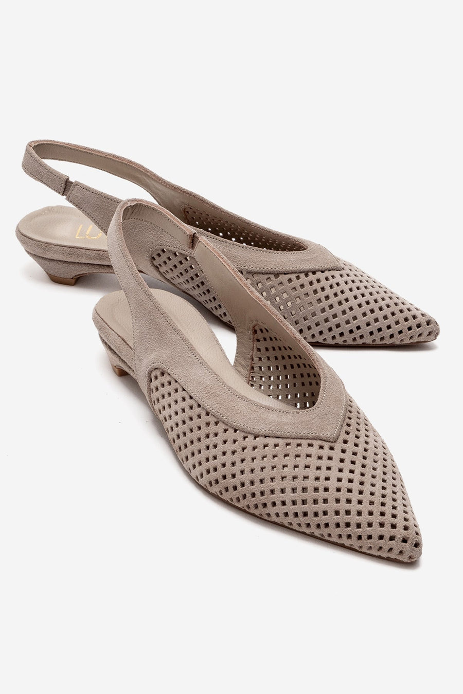 LIEVE - Beige Genuine Leather Low Block Heel Slingback