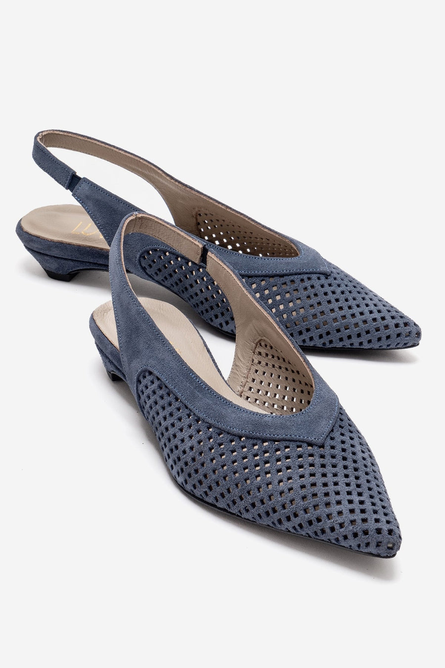 LIEVE - Denim Blue Genuine Leather Low Block Heel Shoe