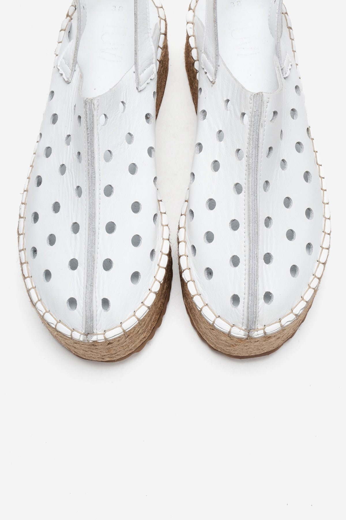 FRAGA - White Genuine Leather Wedge Sandal – side view showing leather, white, Vowalisse