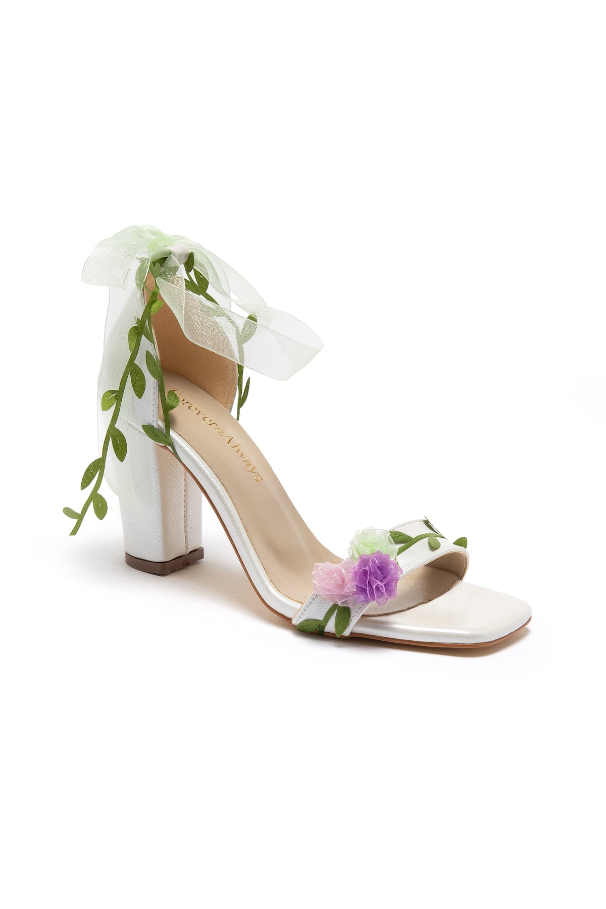 Blosse Floral Detail Bridal Shoes – side view showing red, Vowalisse
