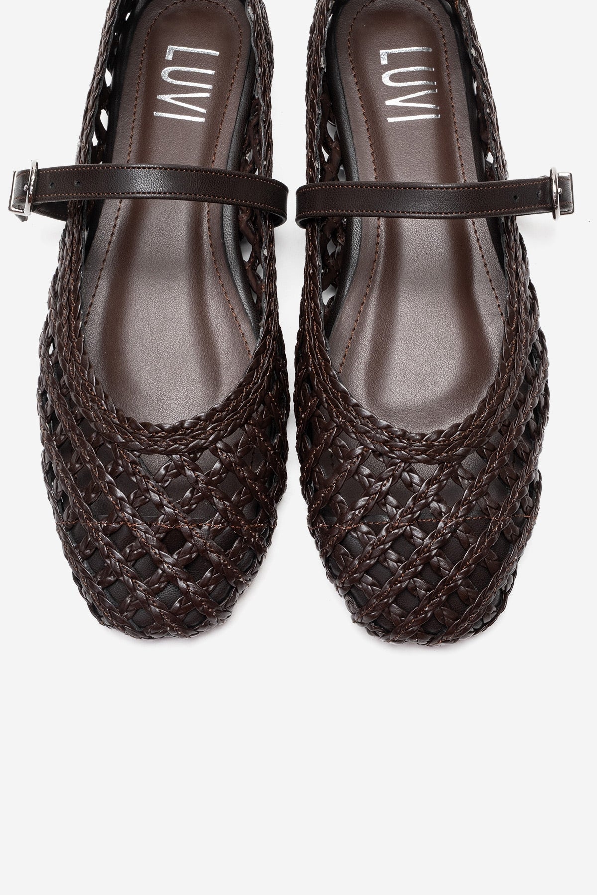 DOUX - Brown Genuine Leather Ballet Flat – side view showing leather, Vowalisse