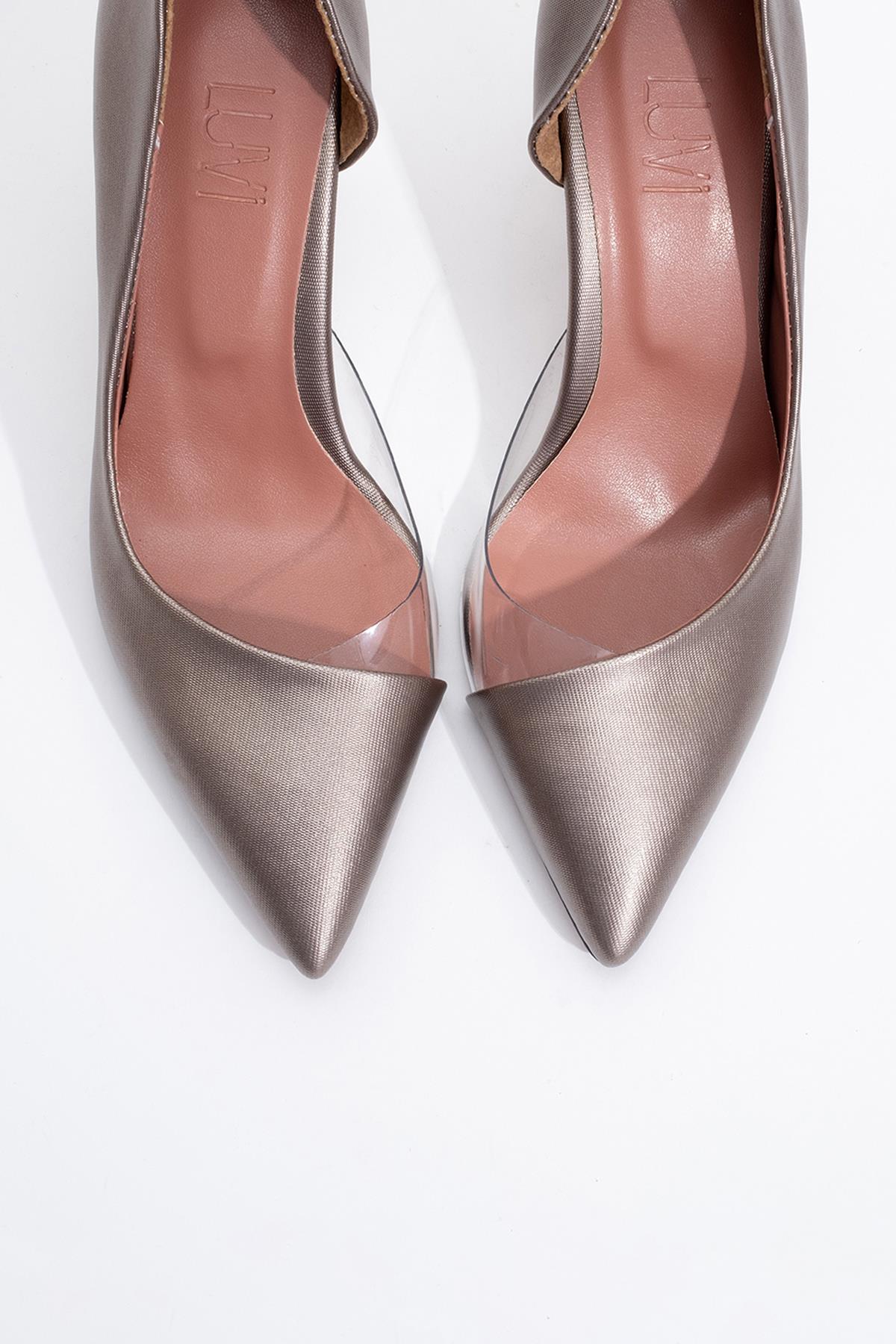 Ursula - Copper Heeled Shoe – back view showing leather, Vowalisse