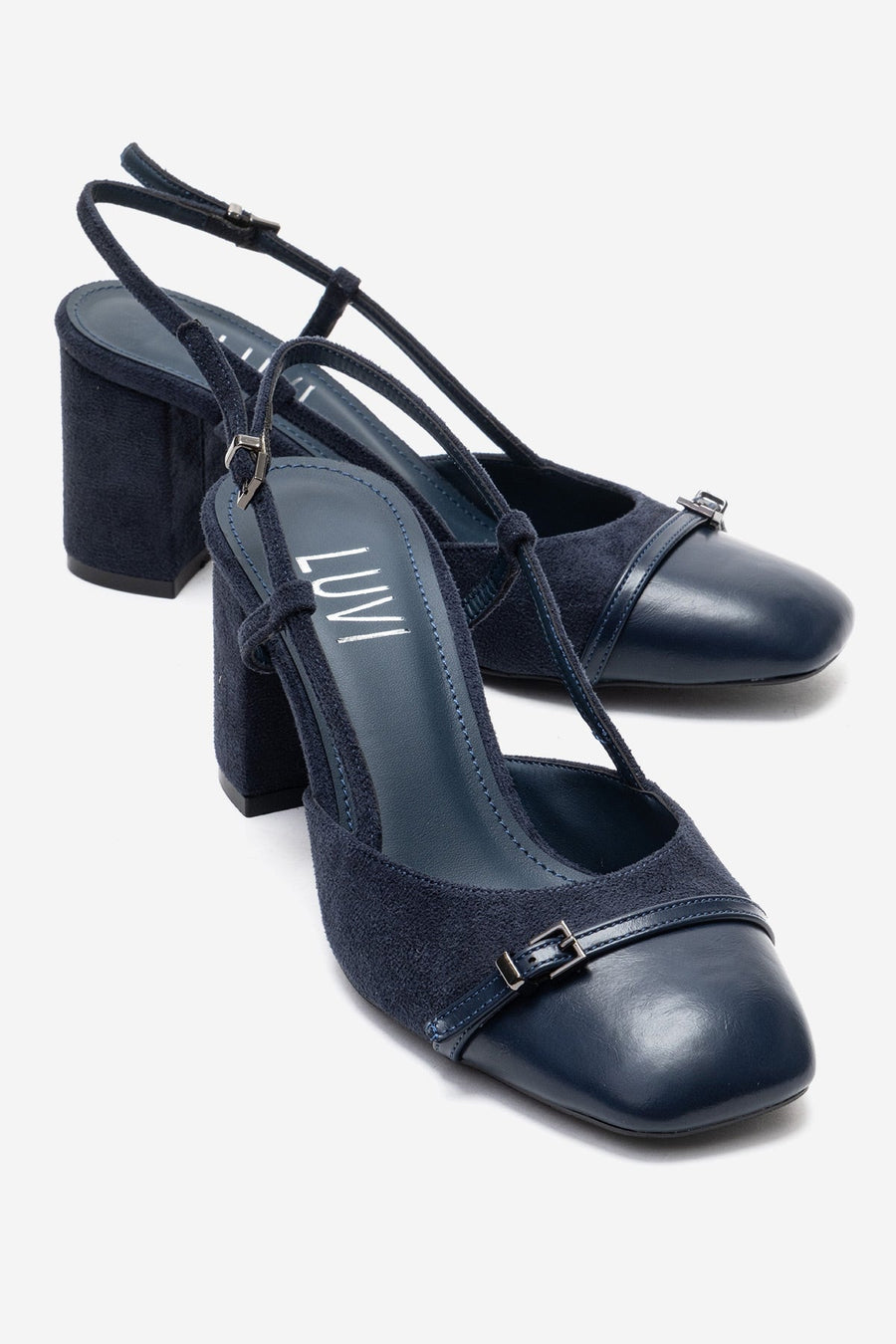DESIA - Navy Block Heel Shoe