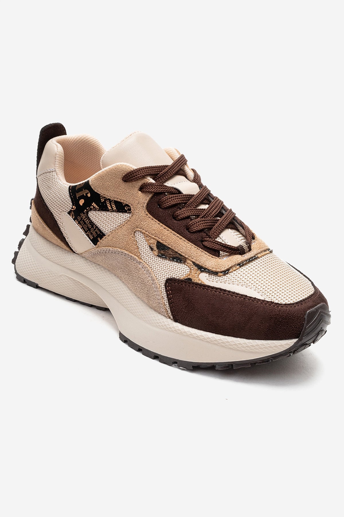 PREMIA - Brown Suede Sneaker – detail view showing leather, suede, Vowalisse