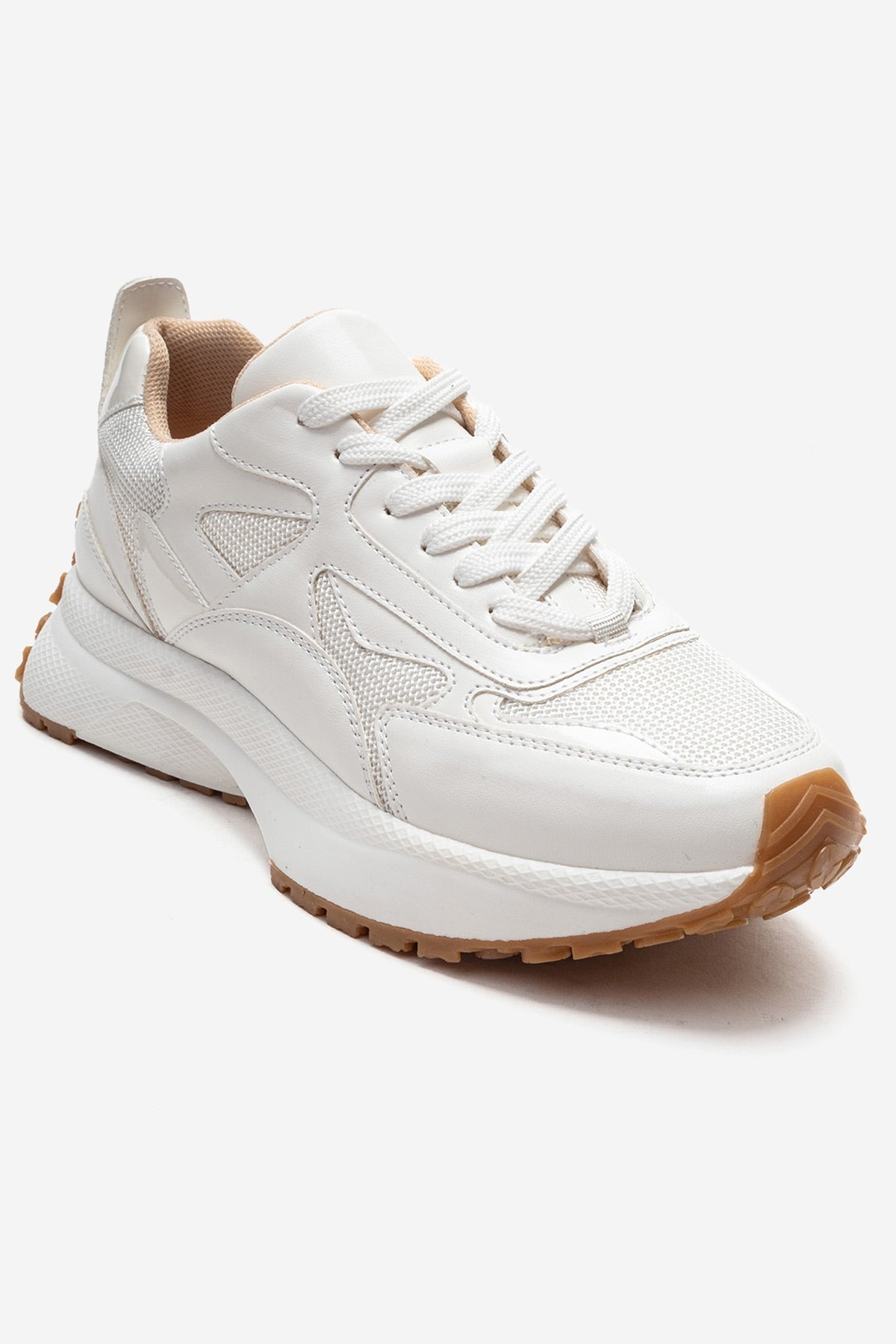 PREMIA - White Leather Sneaker – side view showing leather, white, Vowalisse
