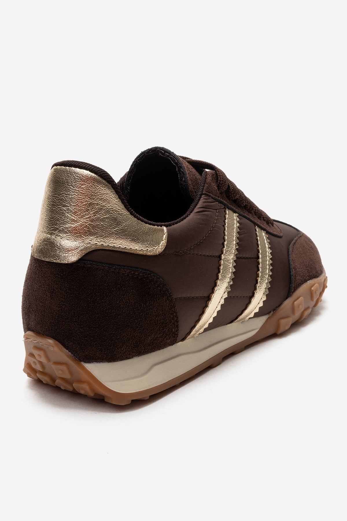 FLUX - Brown Suede Sneaker – back view showing leather, suede, Vowalisse