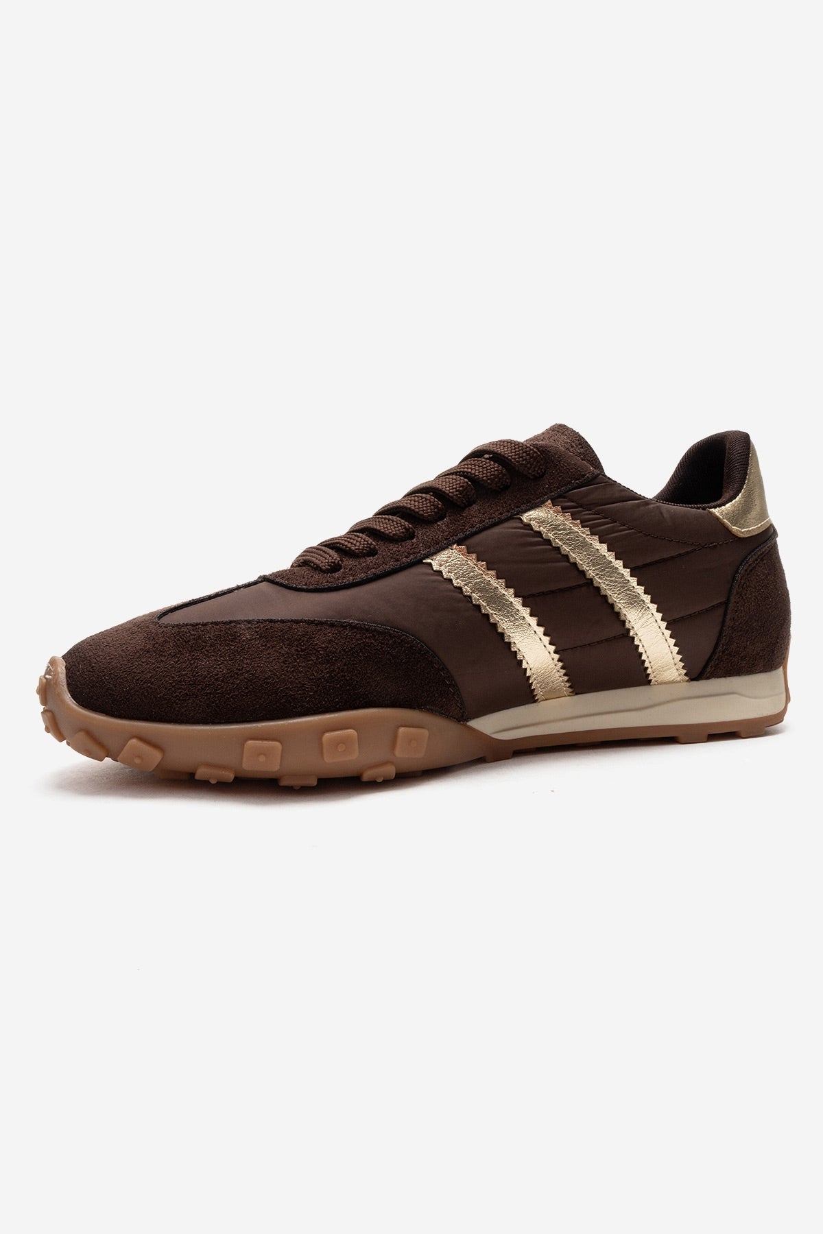 FLUX - Brown Suede Sneaker – top view showing leather, suede, Vowalisse