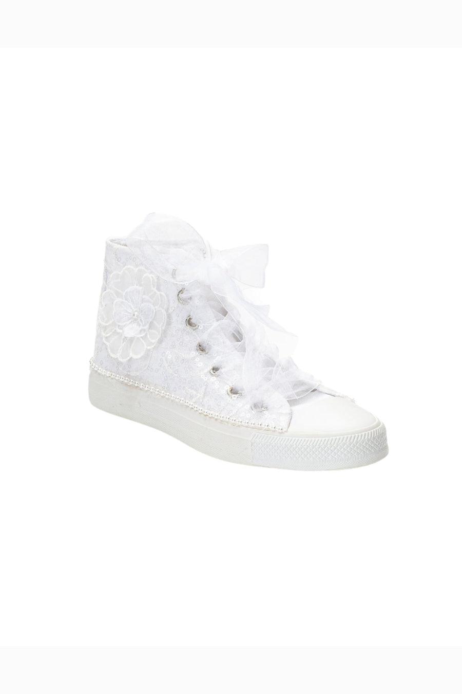 Mariselle Pearl Lace Bridal High-top Sneaker