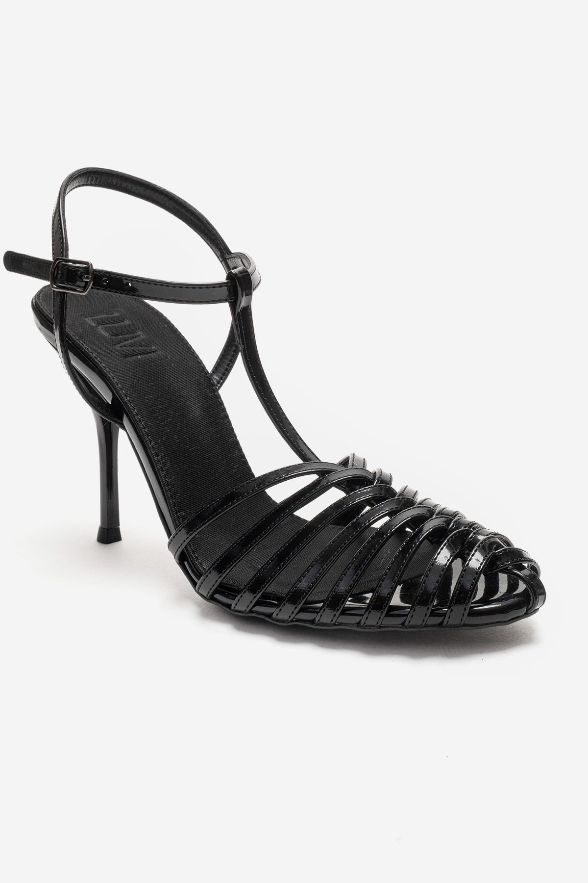 PASION - Black Stiletto Pump – detail view showing leather, black, Vowalisse
