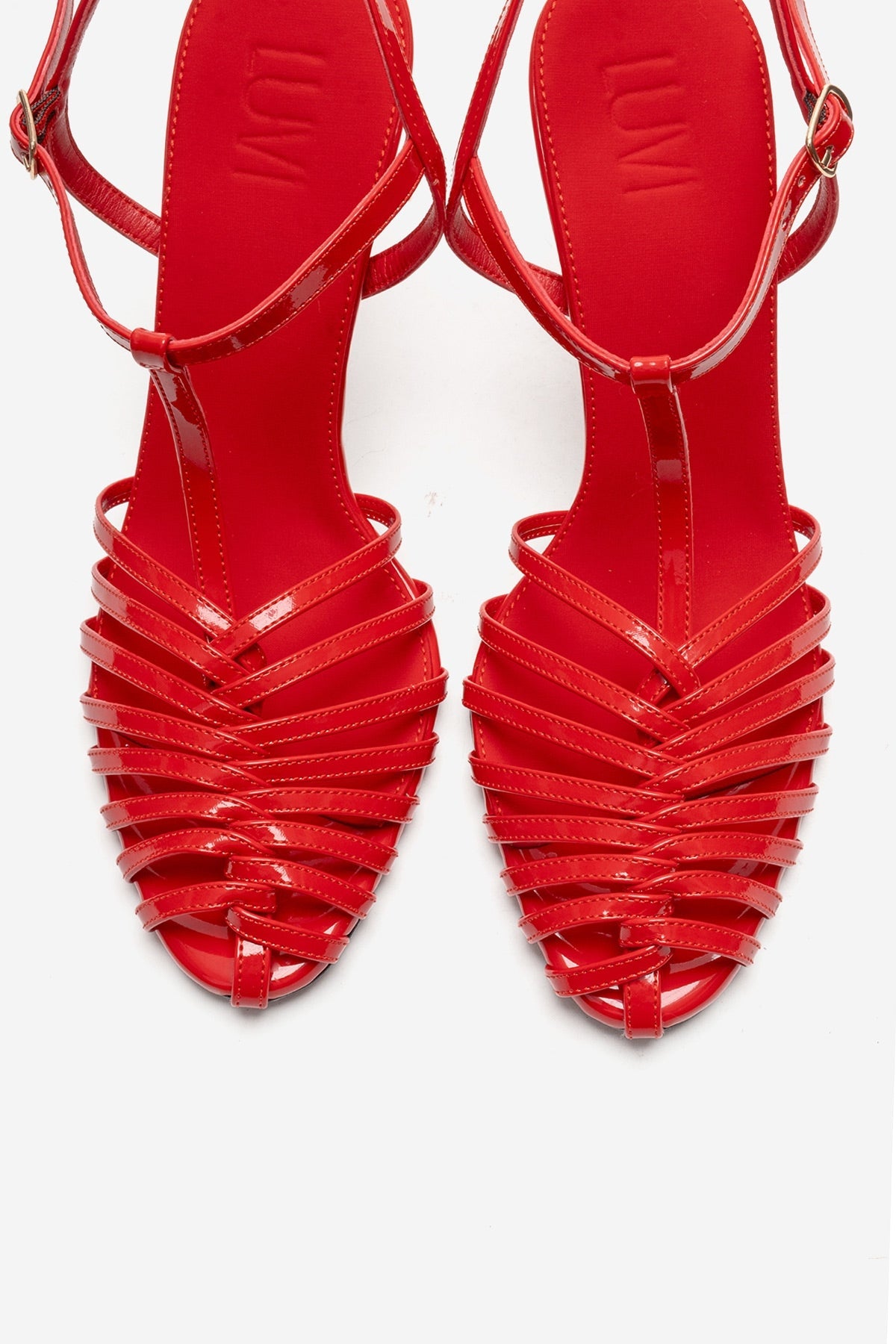 PASION - Red Stiletto Pump – side view showing leather, red, Vowalisse