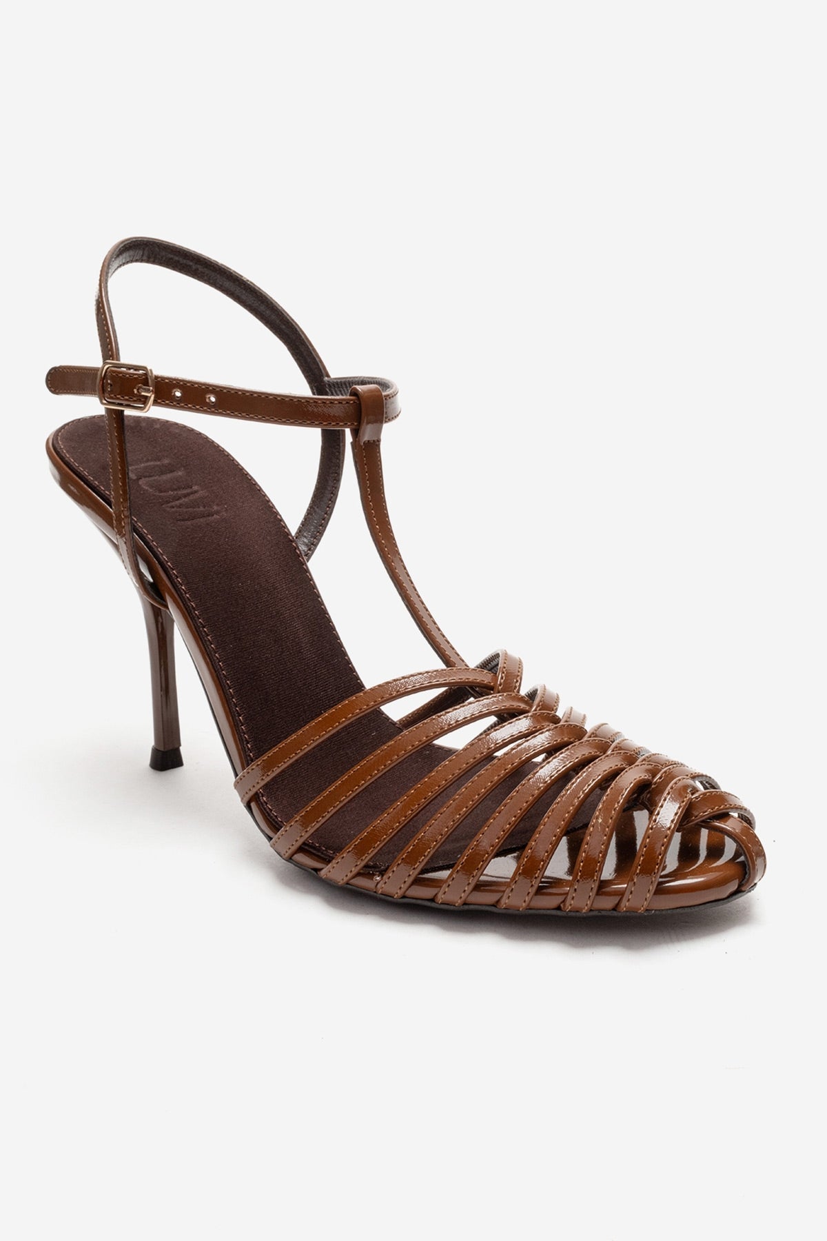 PASION - Cognac Stiletto Pump – detail view showing leather, Vowalisse