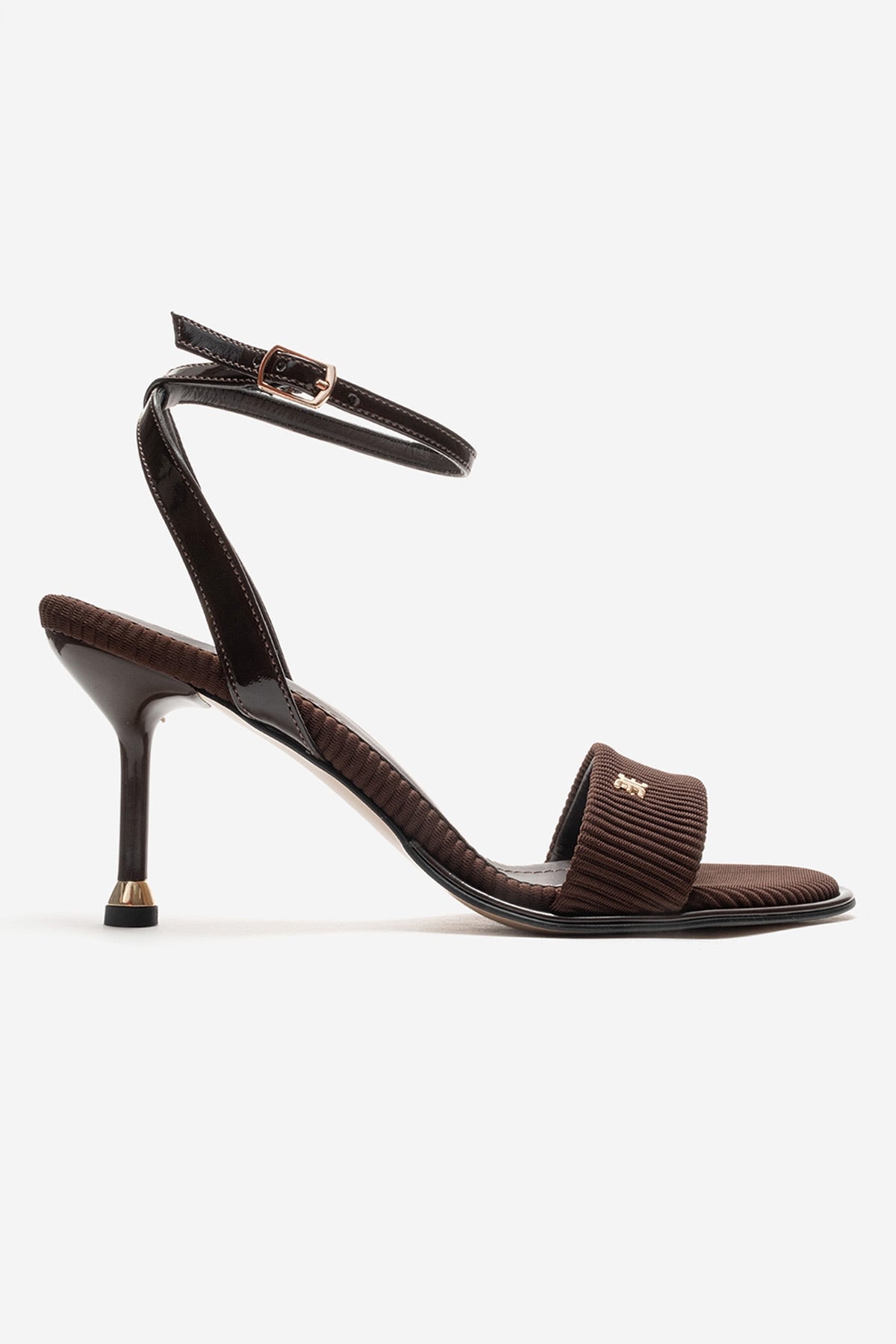 Arlette - Brown Stiletto Pump – heel view showing leather, red, Vowalisse