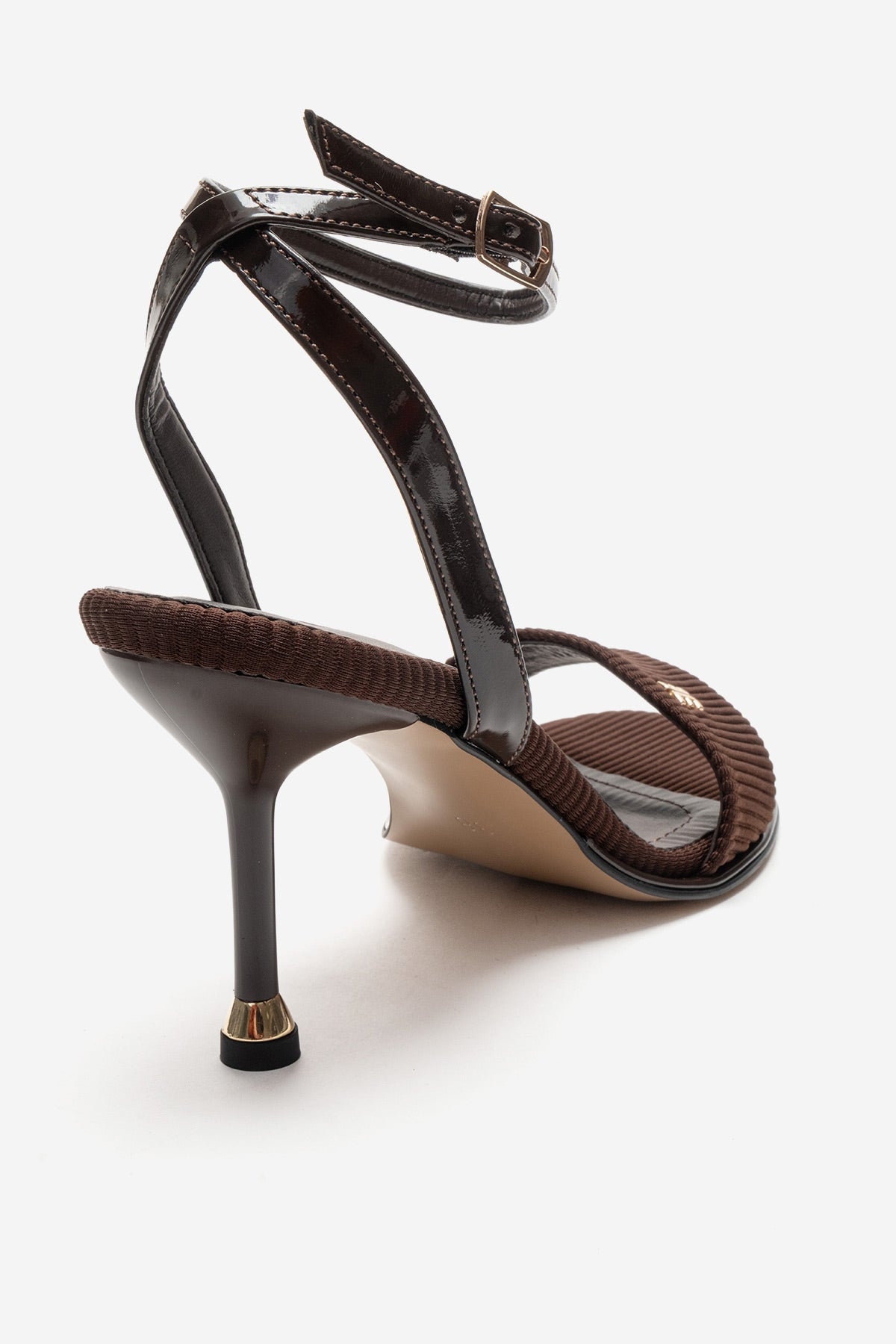 Arlette - Brown Stiletto Pump – back view showing leather, red, Vowalisse