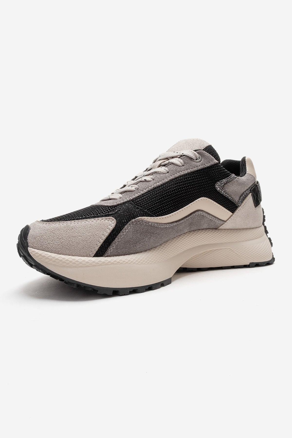 ROCCA - Black Zip-Detail Genuine Leather Sneaker – top view showing lace, leather, black, Vowalisse