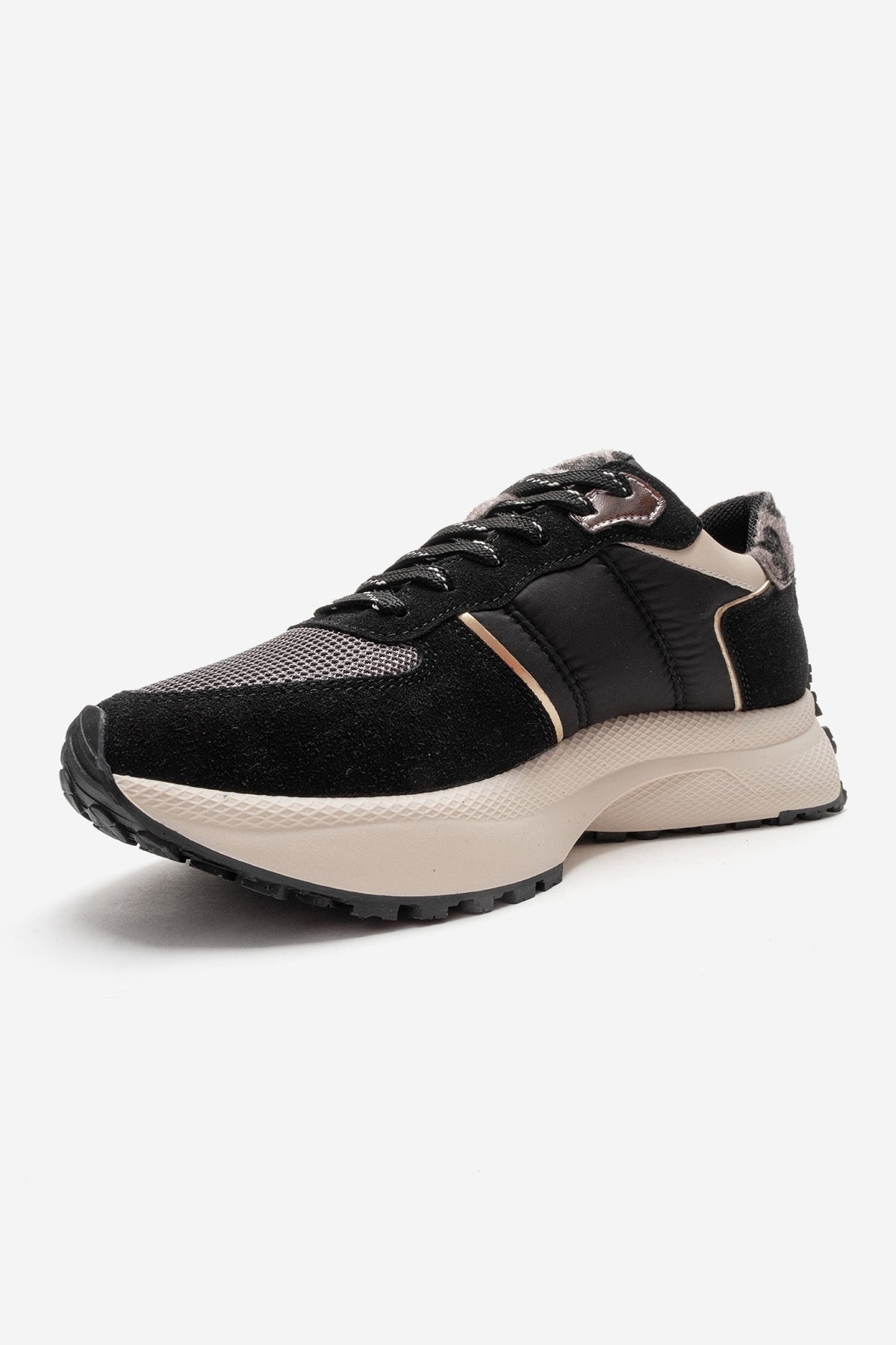 Biella - Black Sneaker – top view showing leather, black, Vowalisse