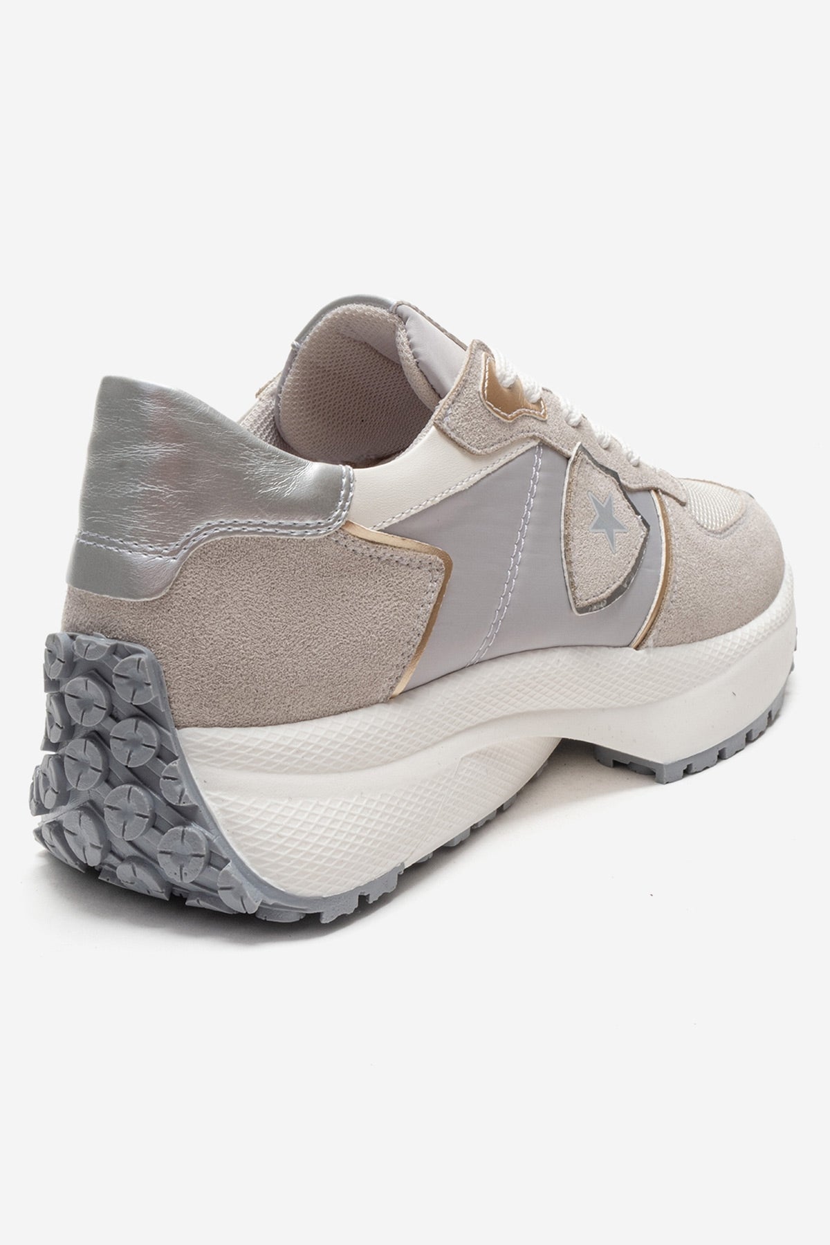 Biella - Off-White Sneaker – back view showing leather, white, Vowalisse