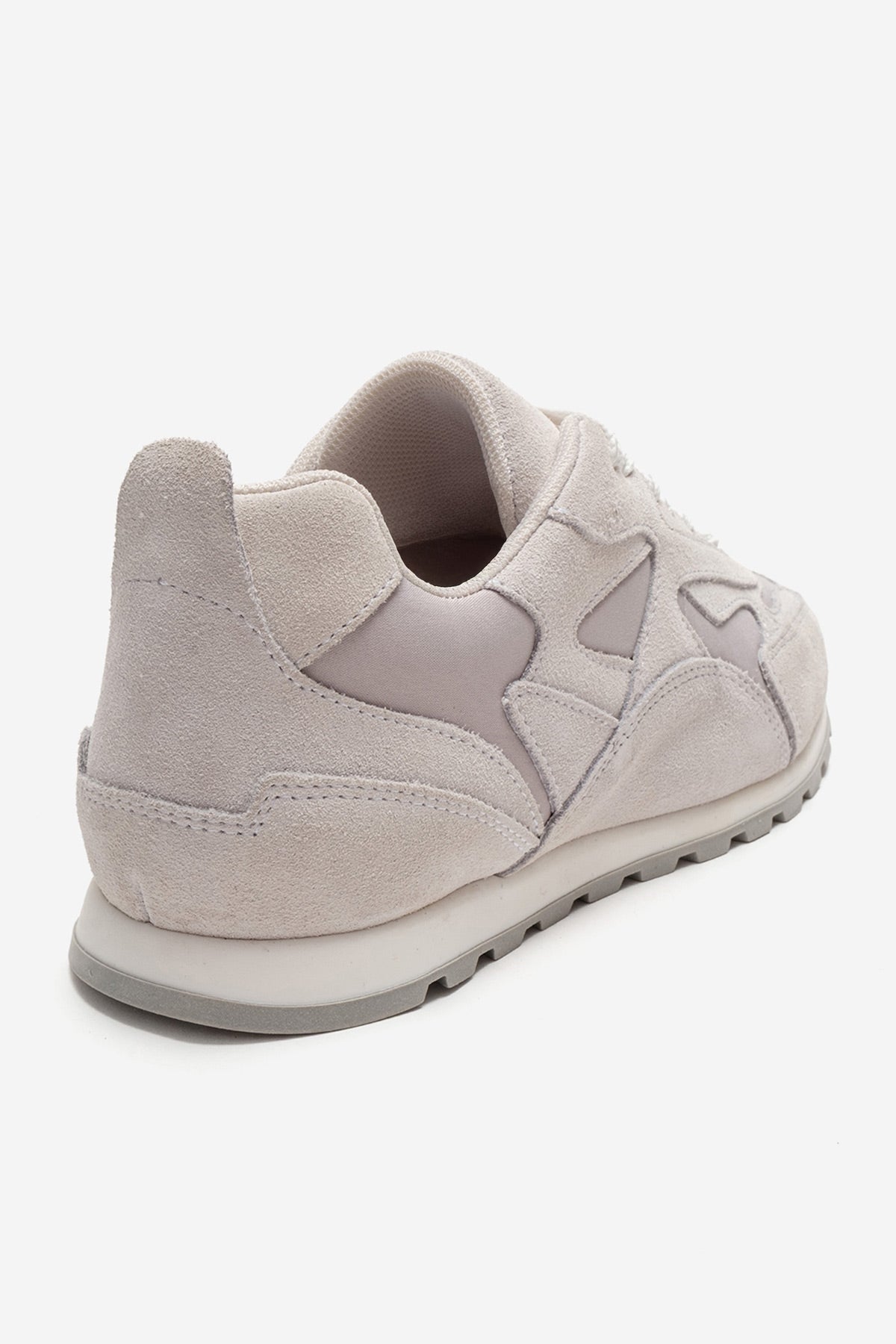 Sahra - Off-White Genuine Leather Sneaker – back view showing leather, suede, white, Vowalisse