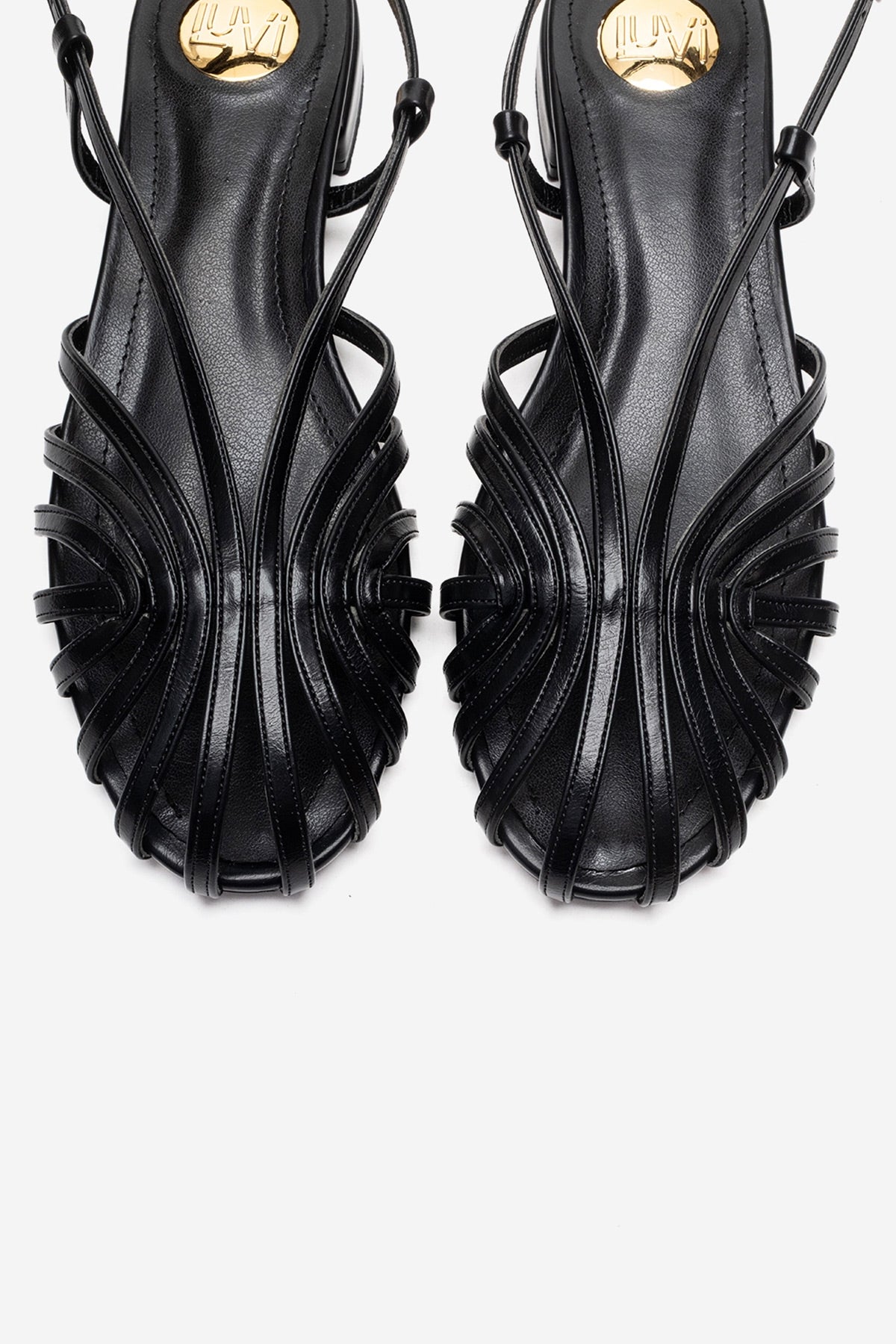 LISS - Black Sandal – side view showing leather, black, Vowalisse
