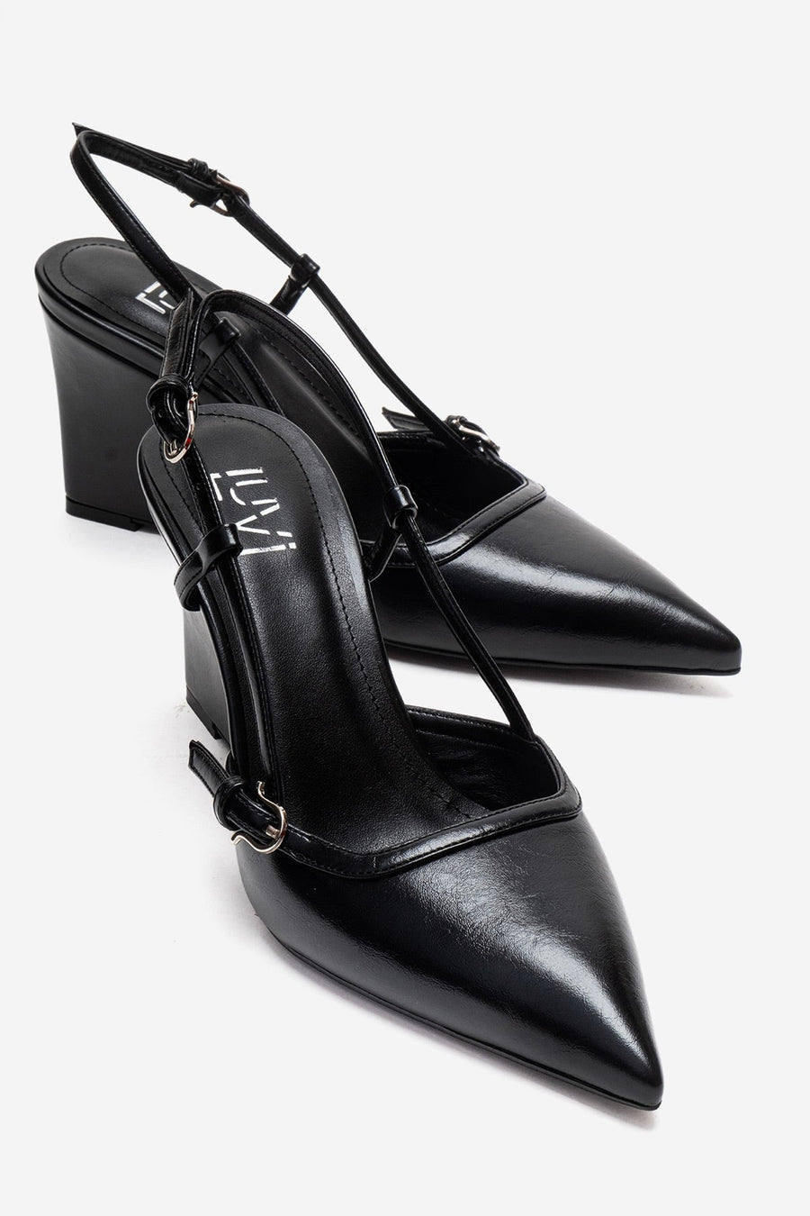 CELIA - Black Block Heel Pointed Toe Shoe