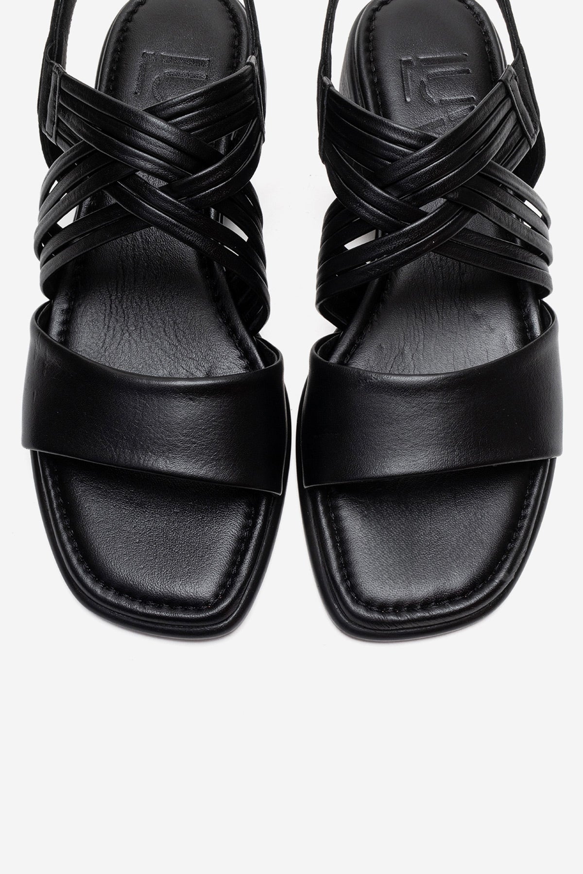 LIVELLO - Black Genuine Leather Multi-Strap Sandal – side view showing leather, black, Vowalisse