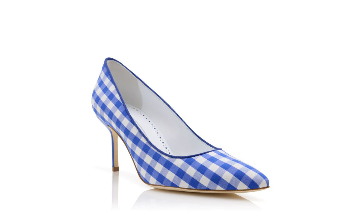 Juliette Muse Blue Almond Toe Pumps – top view showing blue almond toe, Vowalisse