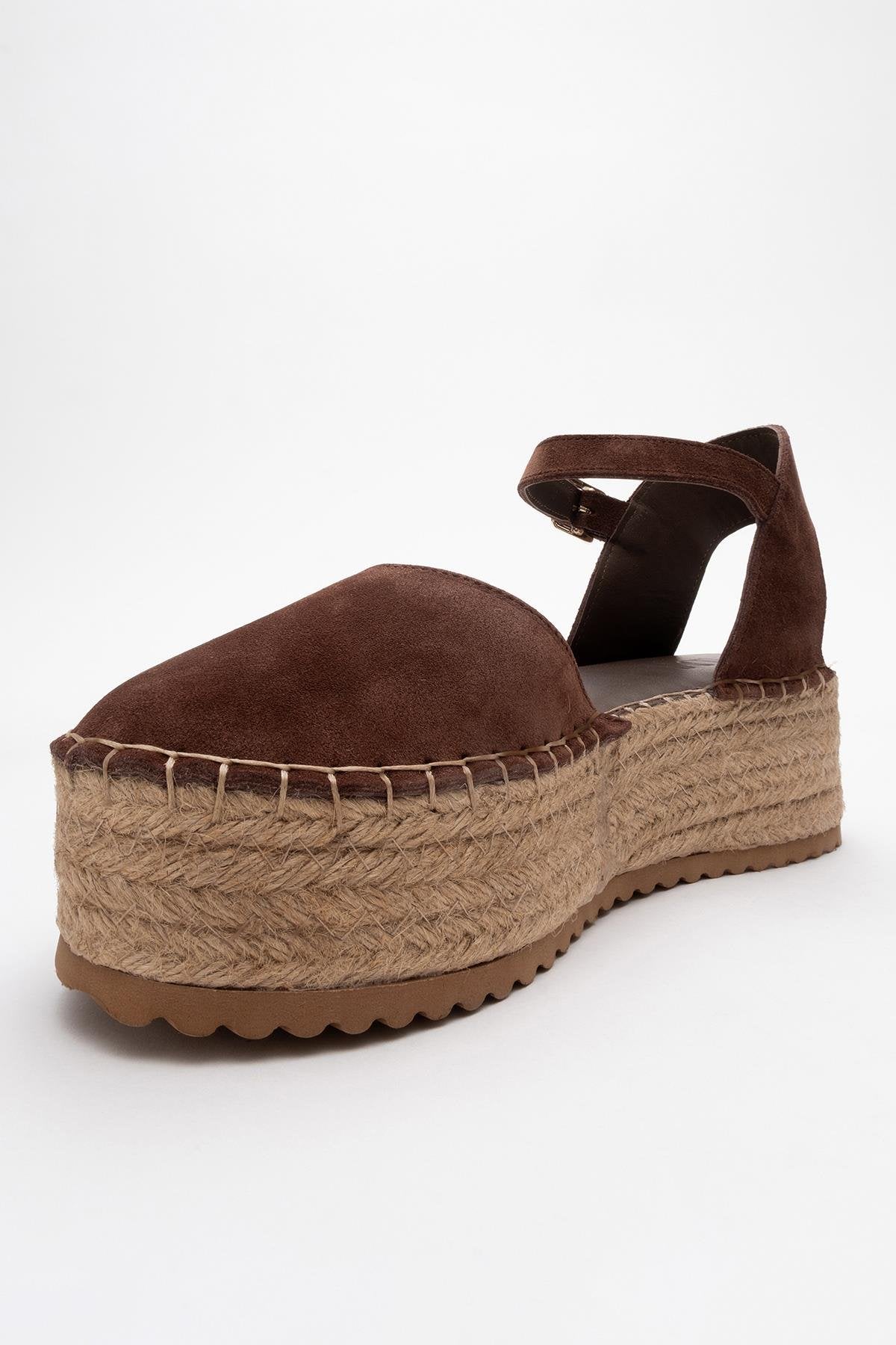 Viba - Brown Suede Leather Espadrilles – detail view showing leather, suede, red, Vowalisse