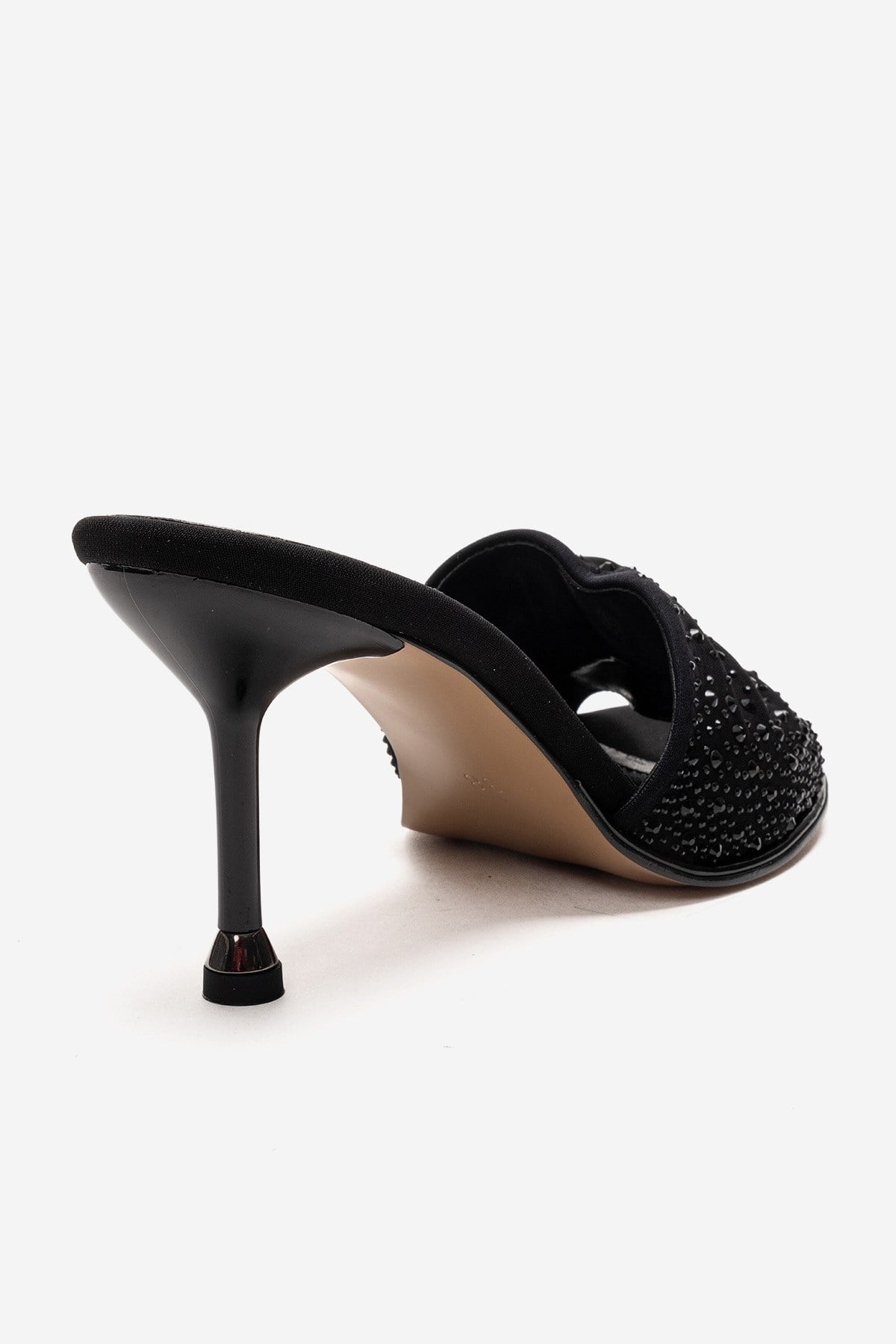 Karina - Black Stiletto Mule – back view showing leather, black, Vowalisse