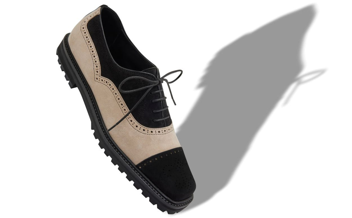 Estelle Pearl Black Suede Lace-Up Shoes – front three-quarter view showing black suede, lace, Vowalisse