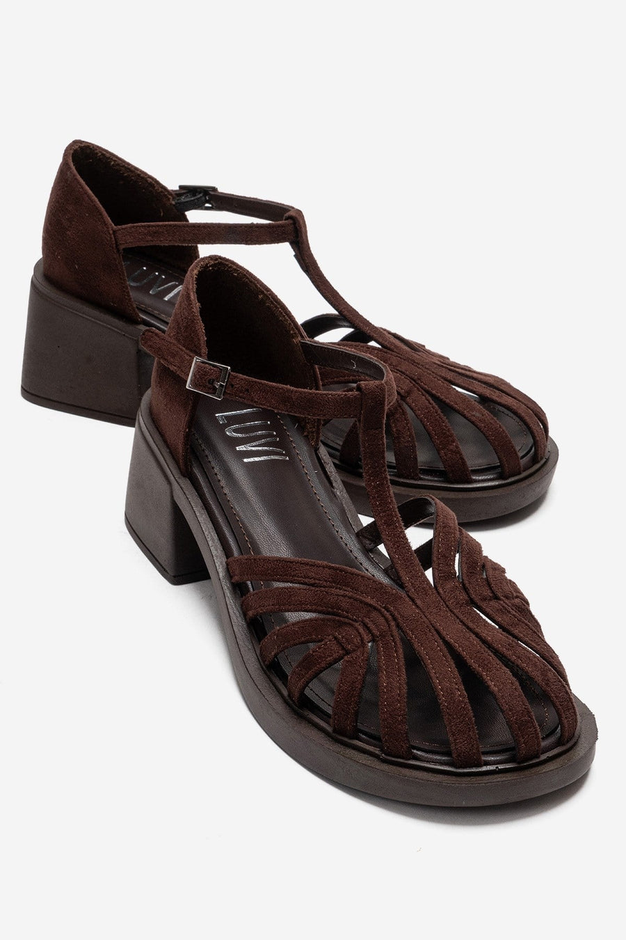 NOLANA - Brown Block Heel Sandal
