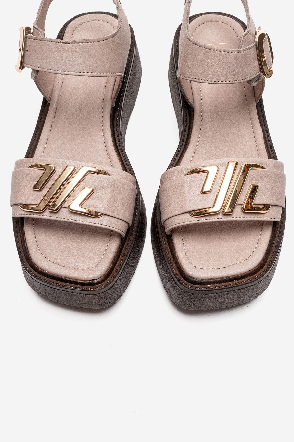 LONE - Off-White Genuine Leather Chunky Platform Sandal – side view showing leather, white, Vowalisse