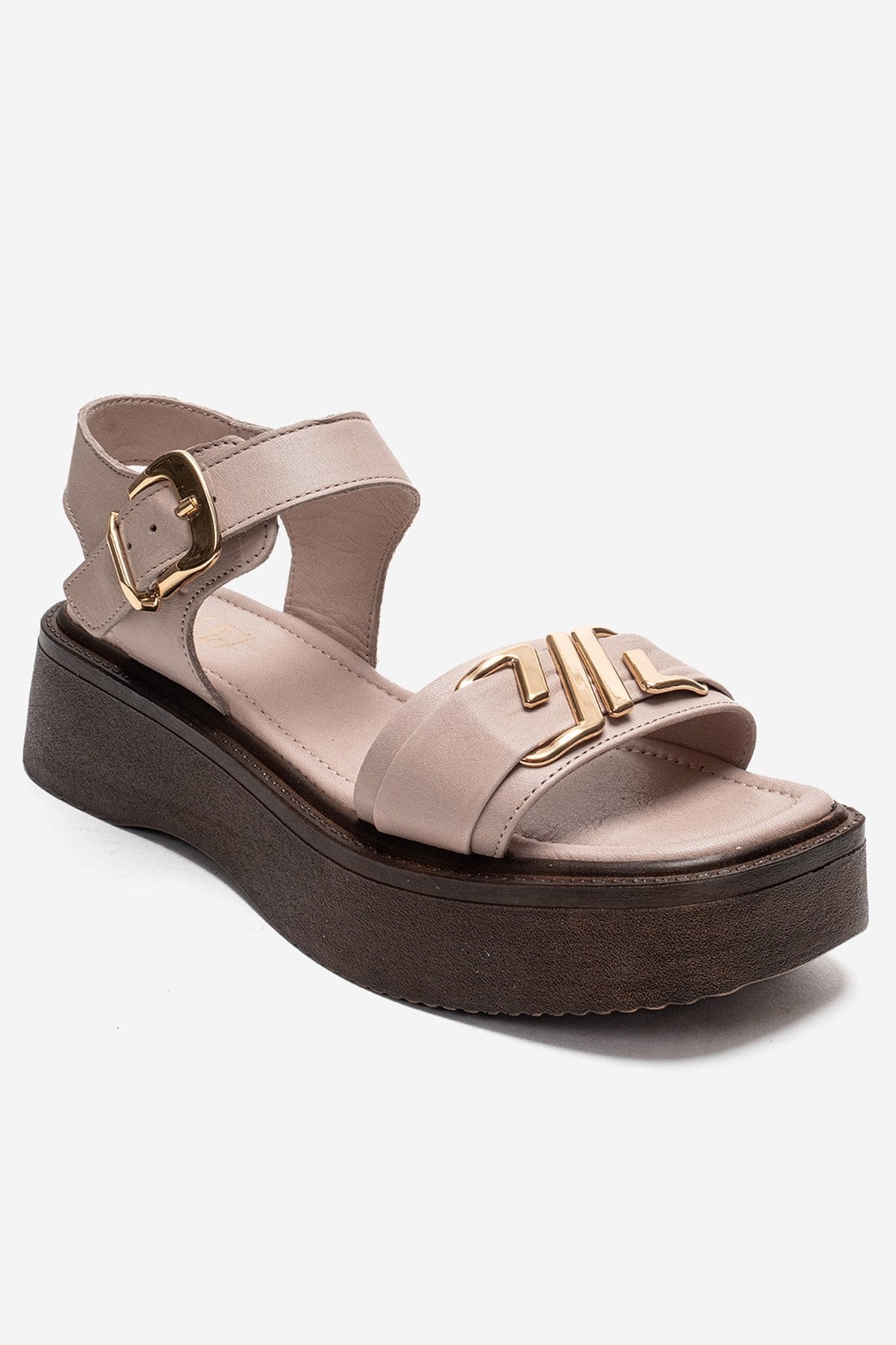 LONE - Off-White Genuine Leather Chunky Platform Sandal – detail view showing leather, white, Vowalisse