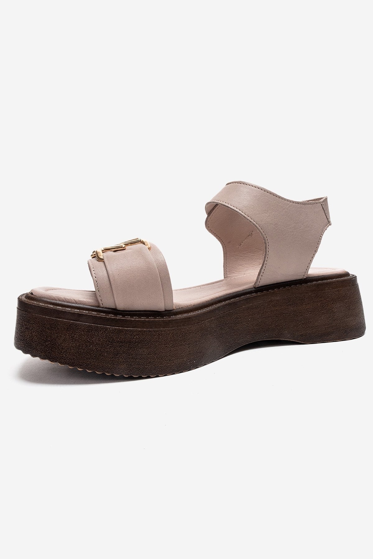 LONE - Off-White Genuine Leather Chunky Platform Sandal – top view showing leather, white, Vowalisse