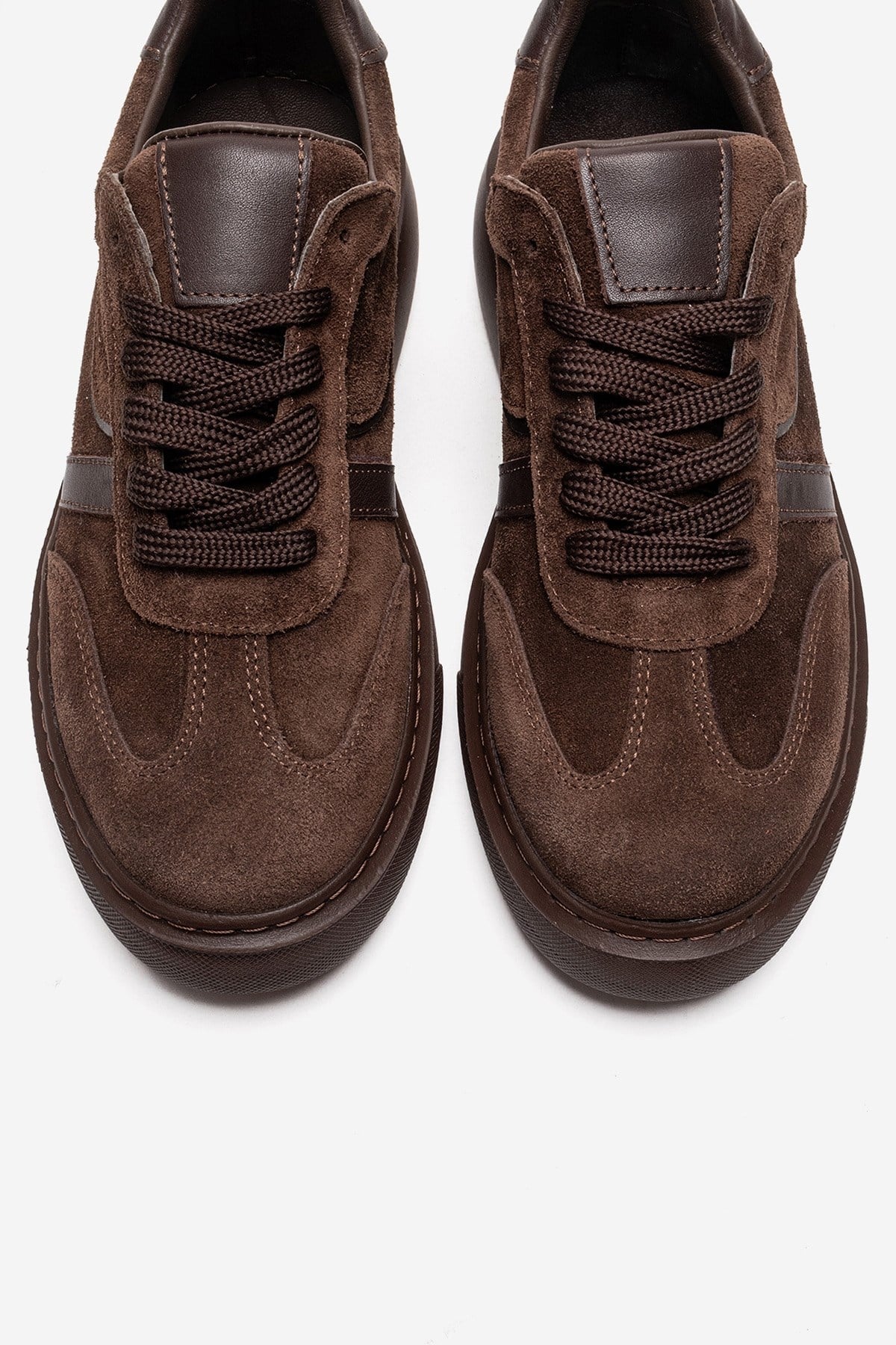 IVARA - Brown Suede Genuine Leather Everyday Sneaker – side view showing leather, suede, Vowalisse