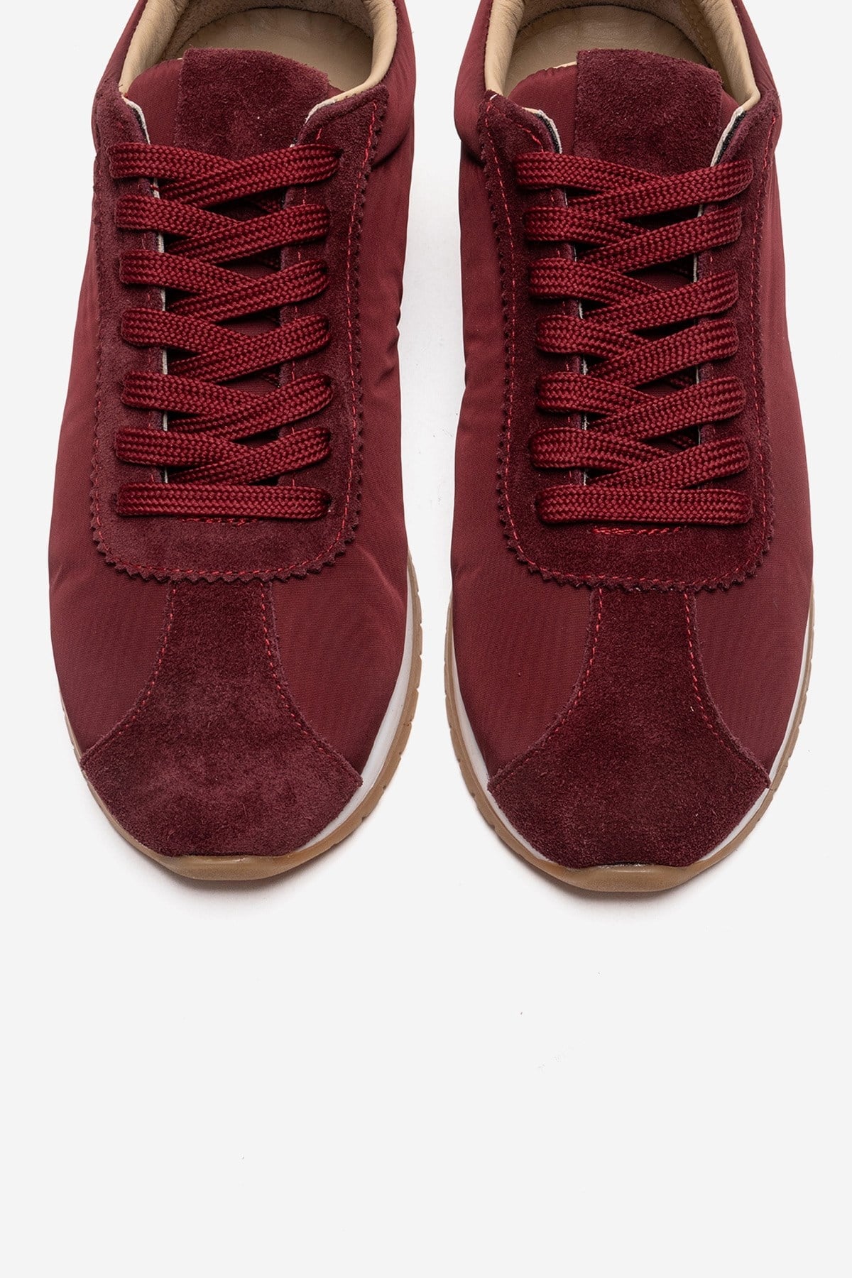 UNICA - Burgundy Genuine Leather Sneaker – side view showing leather, suede, Vowalisse