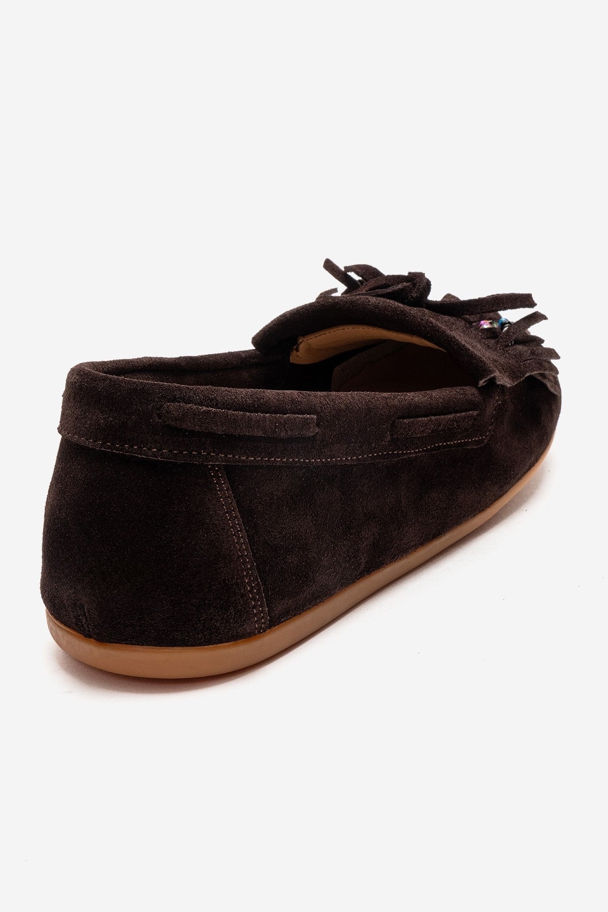 Evelyn - Brown Genuine Leather Suede Loafer – back view showing leather, suede, Vowalisse