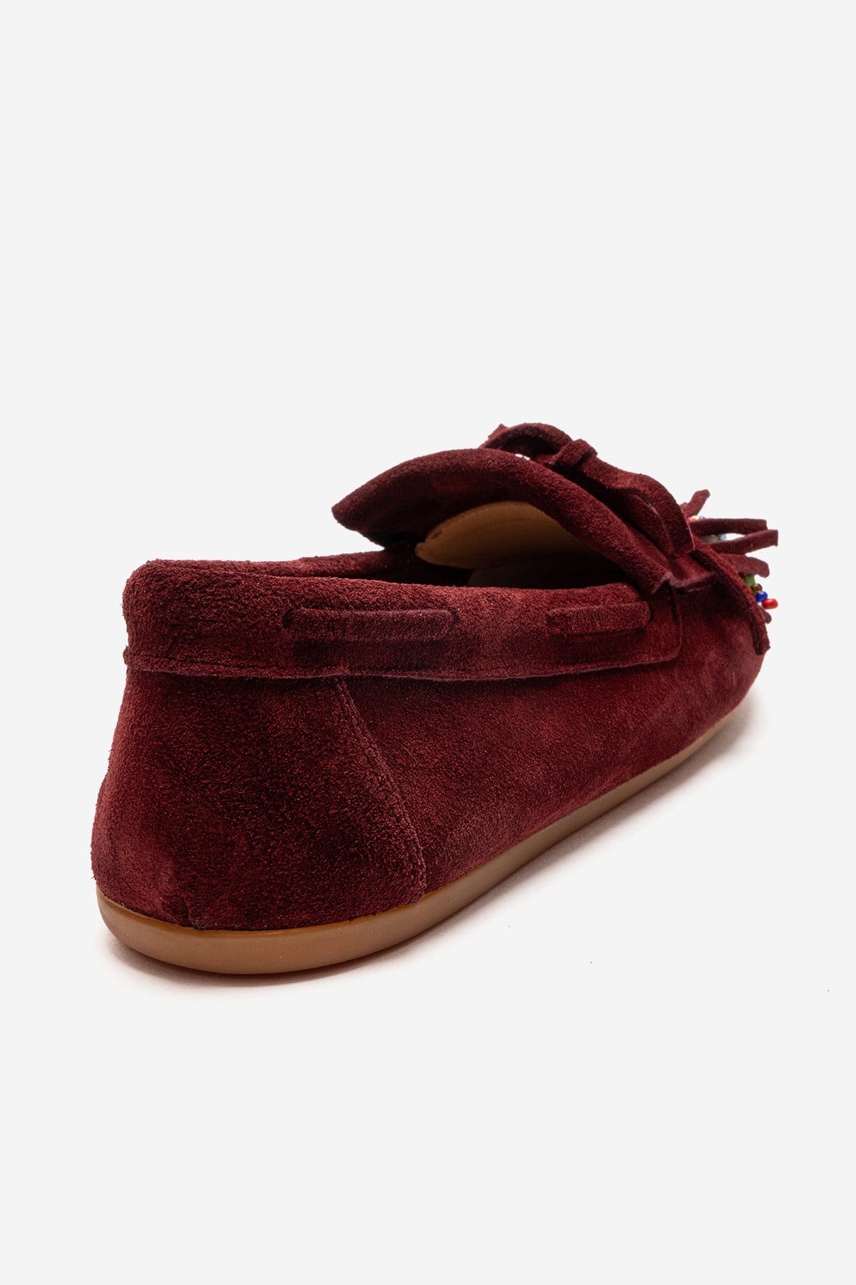 Evelyn - Burgundy Genuine Leather Suede Loafer – back view showing leather, suede, Vowalisse