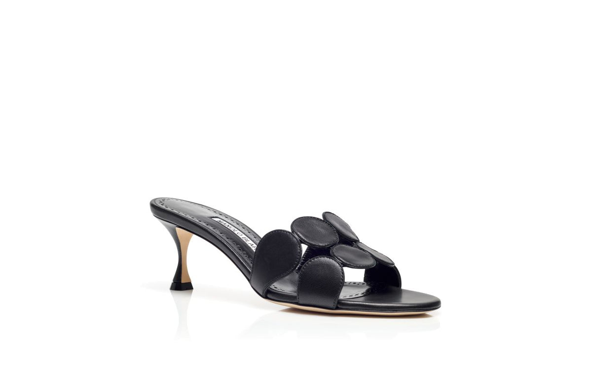 Violetta Dream Black Open Toe Mules – top view showing black open toe, nappa leather, Vowalisse