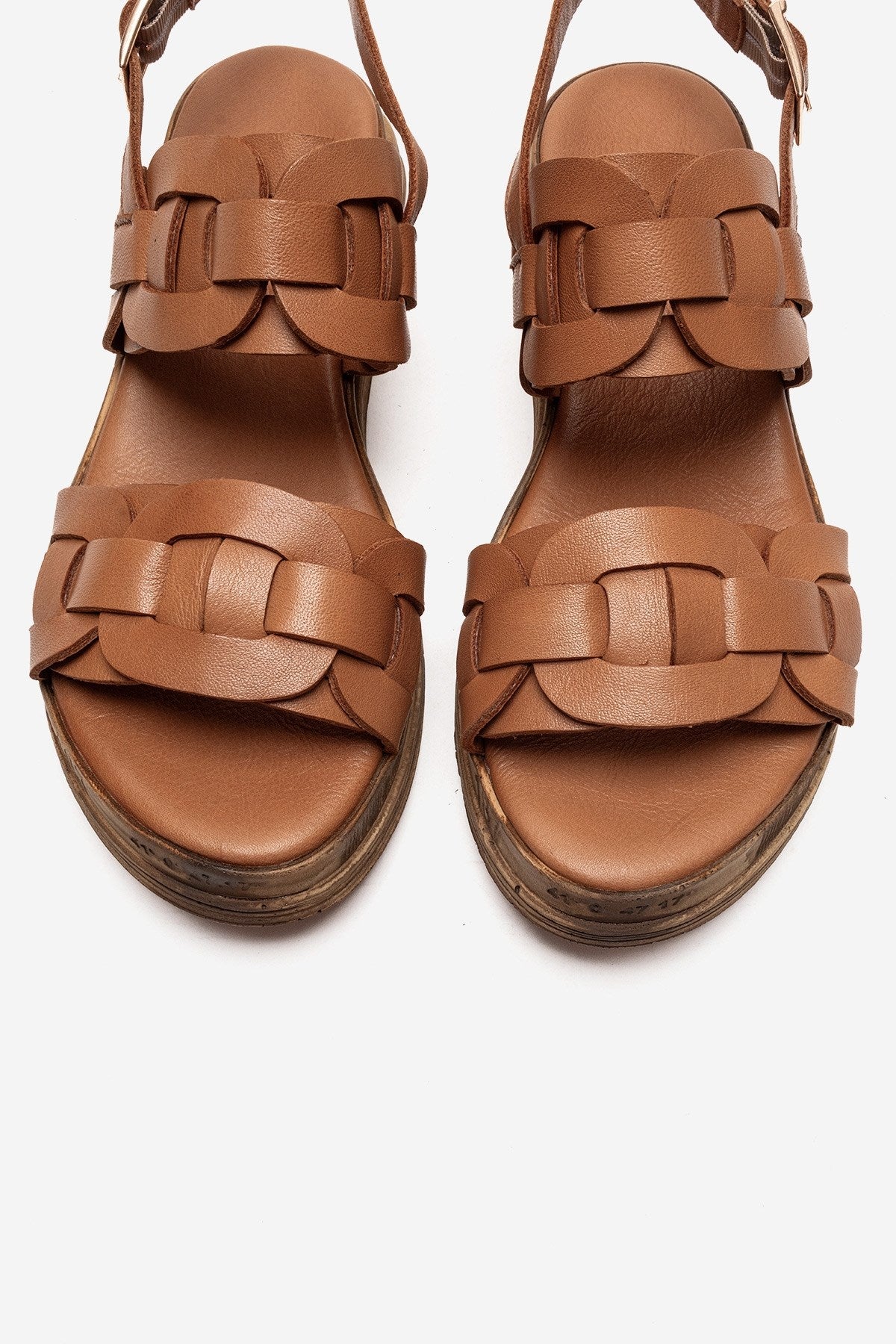 ELVORO - Camel Genuine Leather Sandal – side view showing leather, Vowalisse
