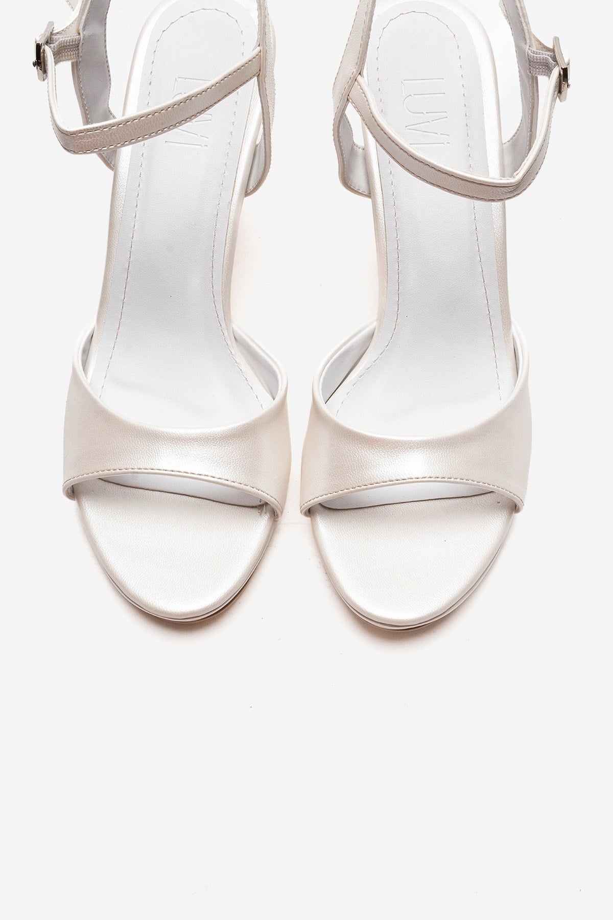 POISE - Off-White Stiletto Pump – side view showing leather, white, Vowalisse