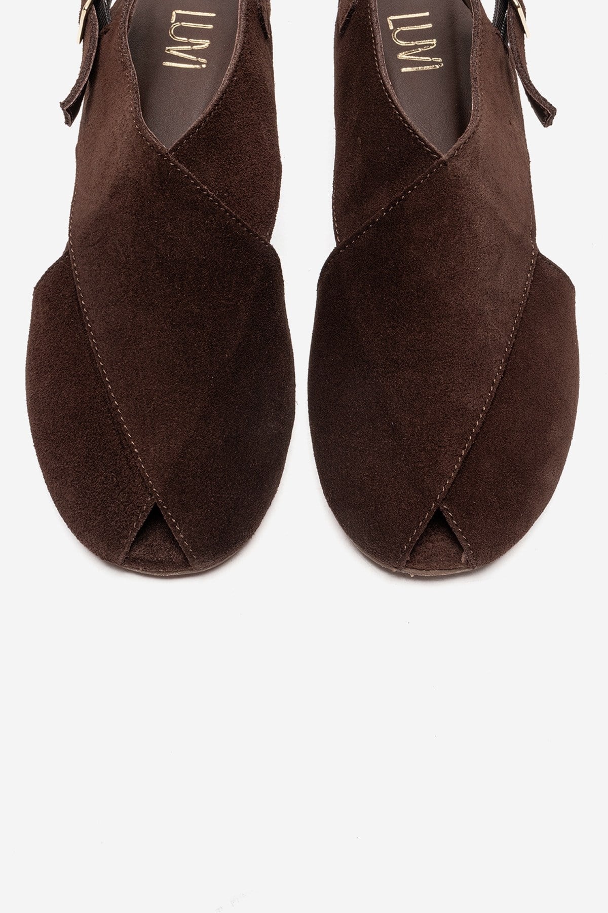 Monaro - Brown Genuine Leather Sandal – side view showing leather, suede, Vowalisse