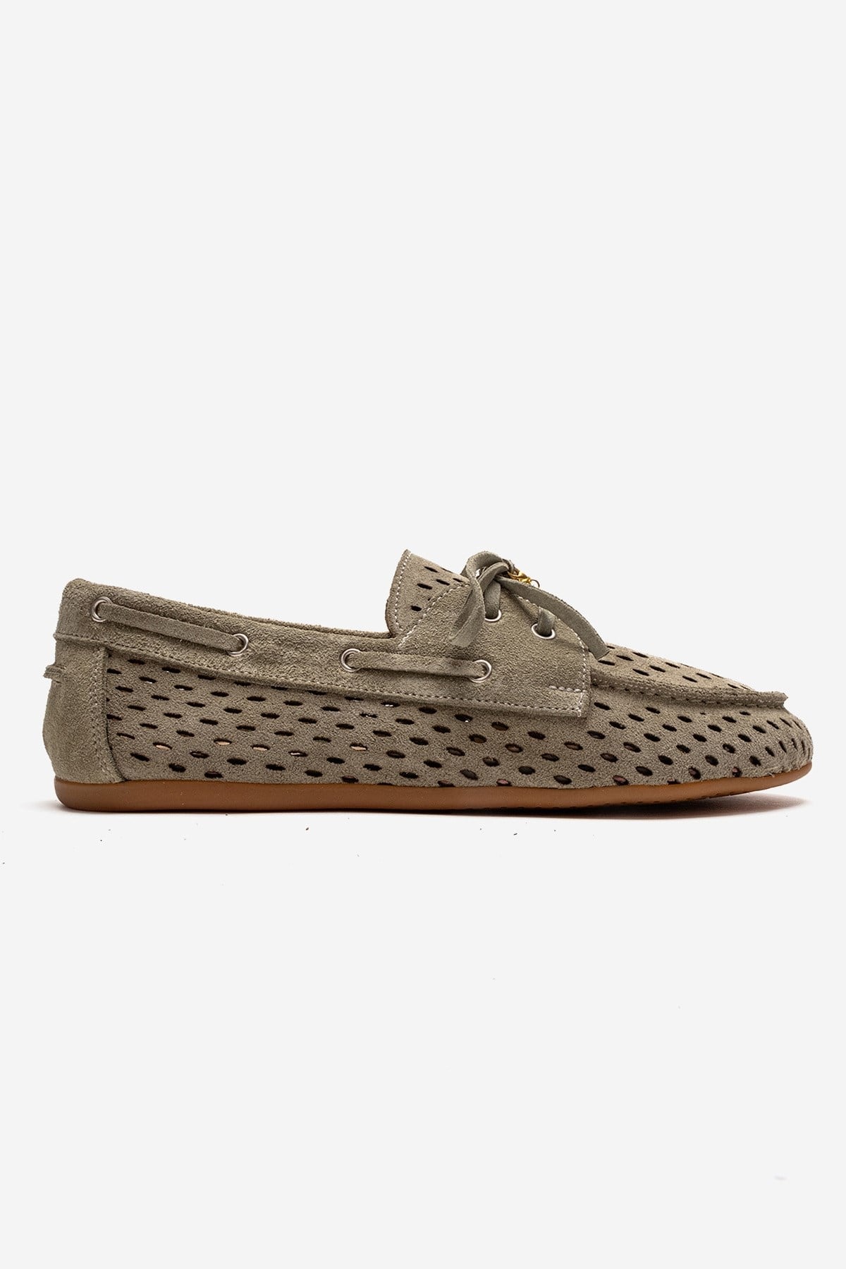 Stevo - Green Genuine Leather Lace-Up Loafer – heel view showing lace, leather, suede, Vowalisse