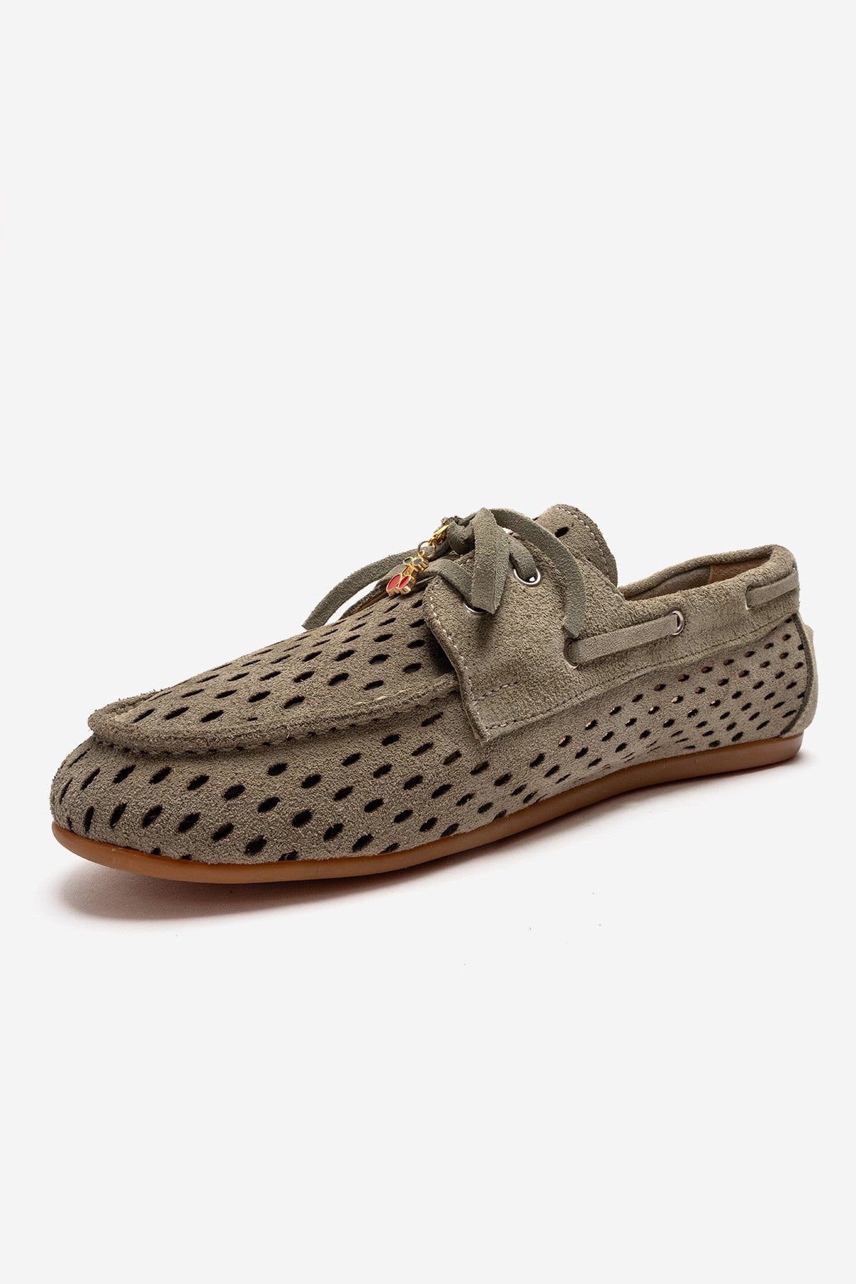 Stevo - Green Genuine Leather Lace-Up Loafer – top view showing lace, leather, suede, Vowalisse