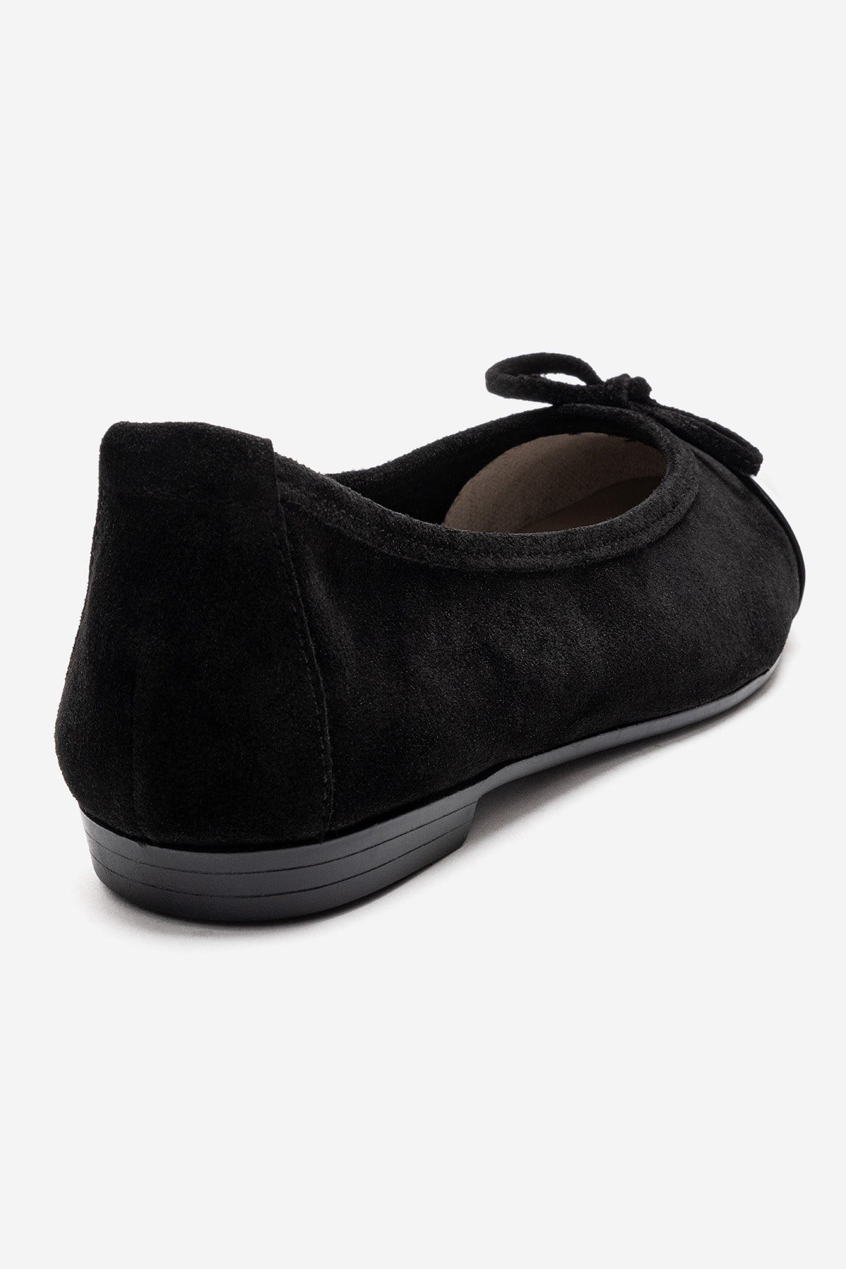 BOLEO - Black Genuine Leather Ballet Flat – back view showing leather, suede, black, Vowalisse