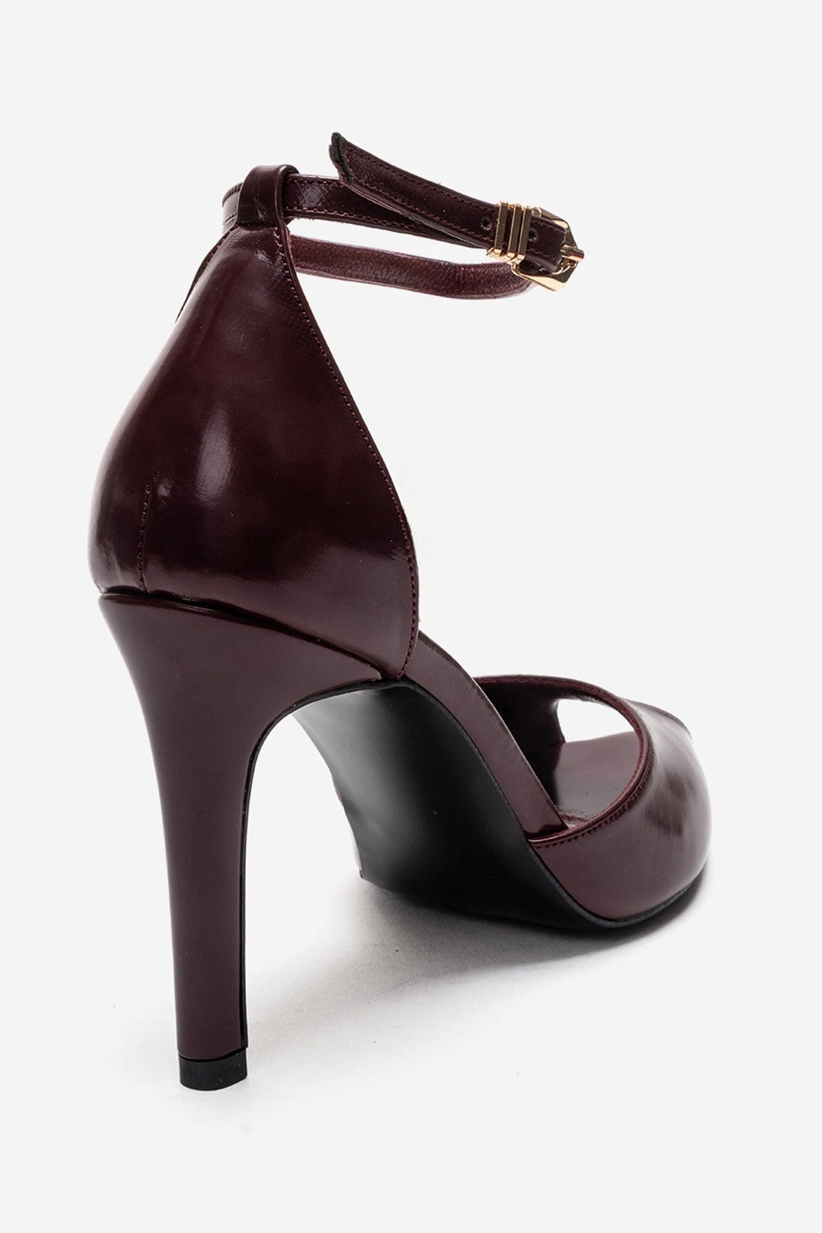 DONA - Burgundy Stiletto Pump – back view showing leather, Vowalisse