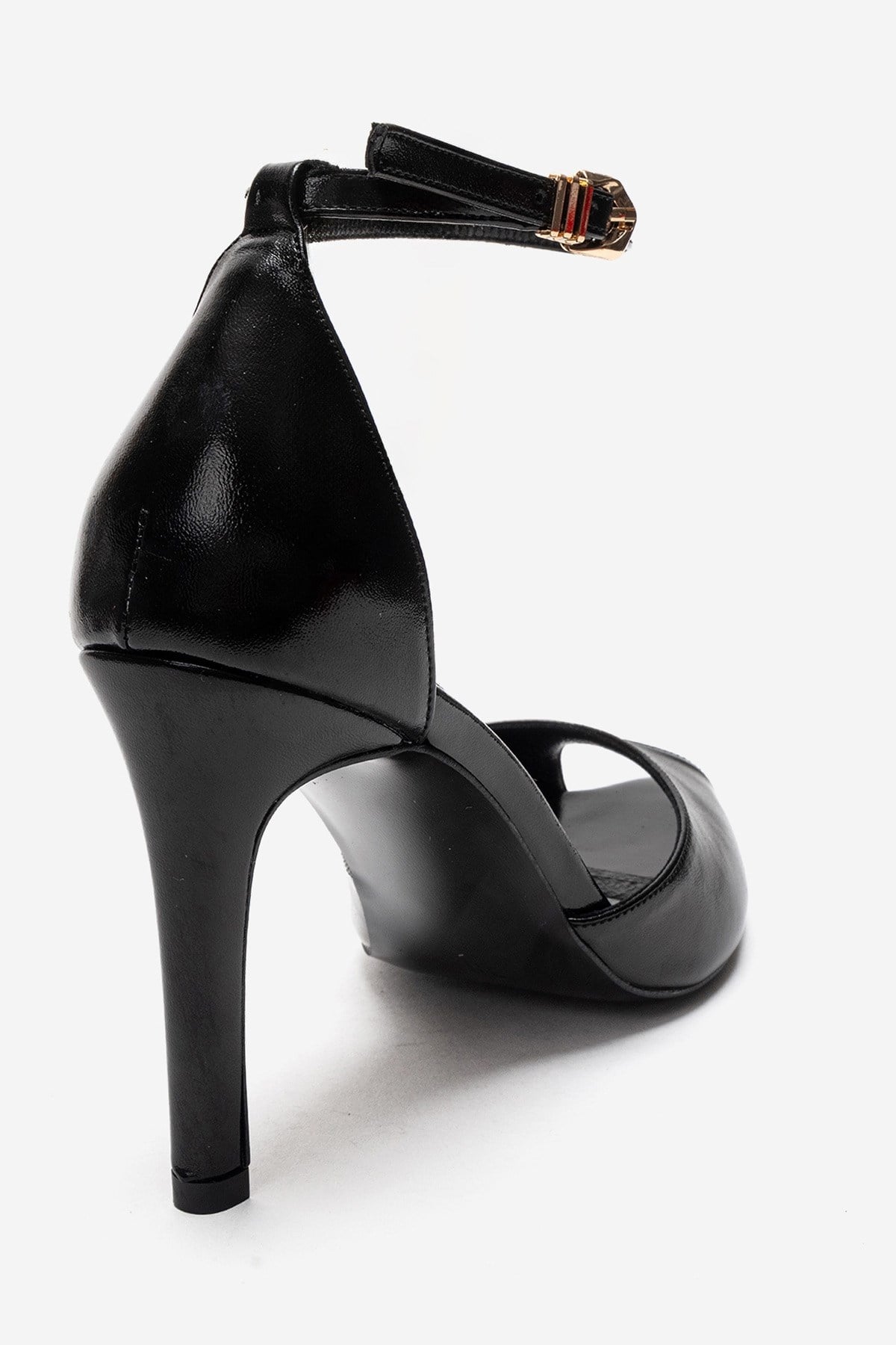 DONA - Black Stiletto Pump – back view showing leather, black, Vowalisse