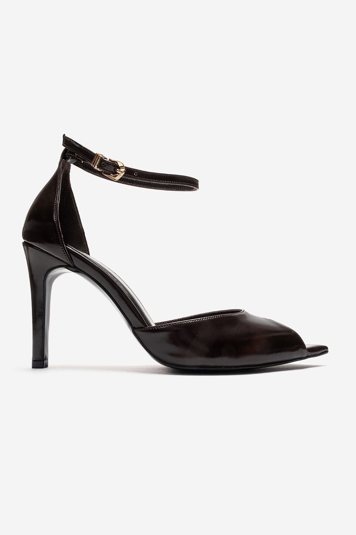 DONA - Cognac Genuine Leather Stiletto Pump – heel view showing leather, Vowalisse