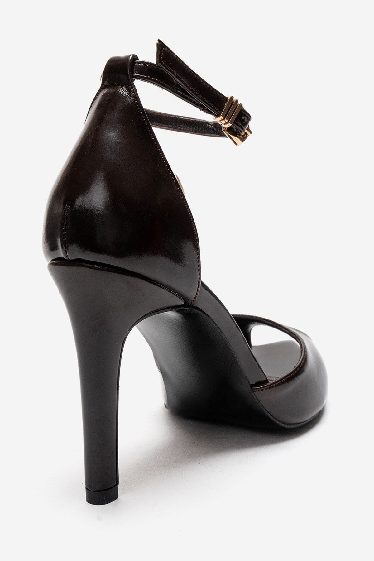 DONA - Cognac Genuine Leather Stiletto Pump – back view showing leather, Vowalisse
