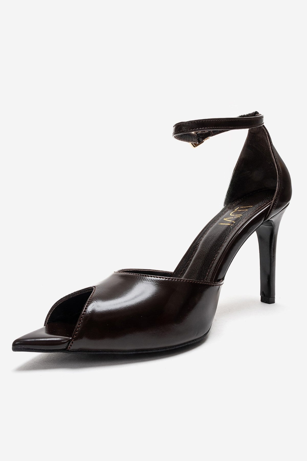 DONA - Cognac Genuine Leather Stiletto Pump – top view showing leather, Vowalisse