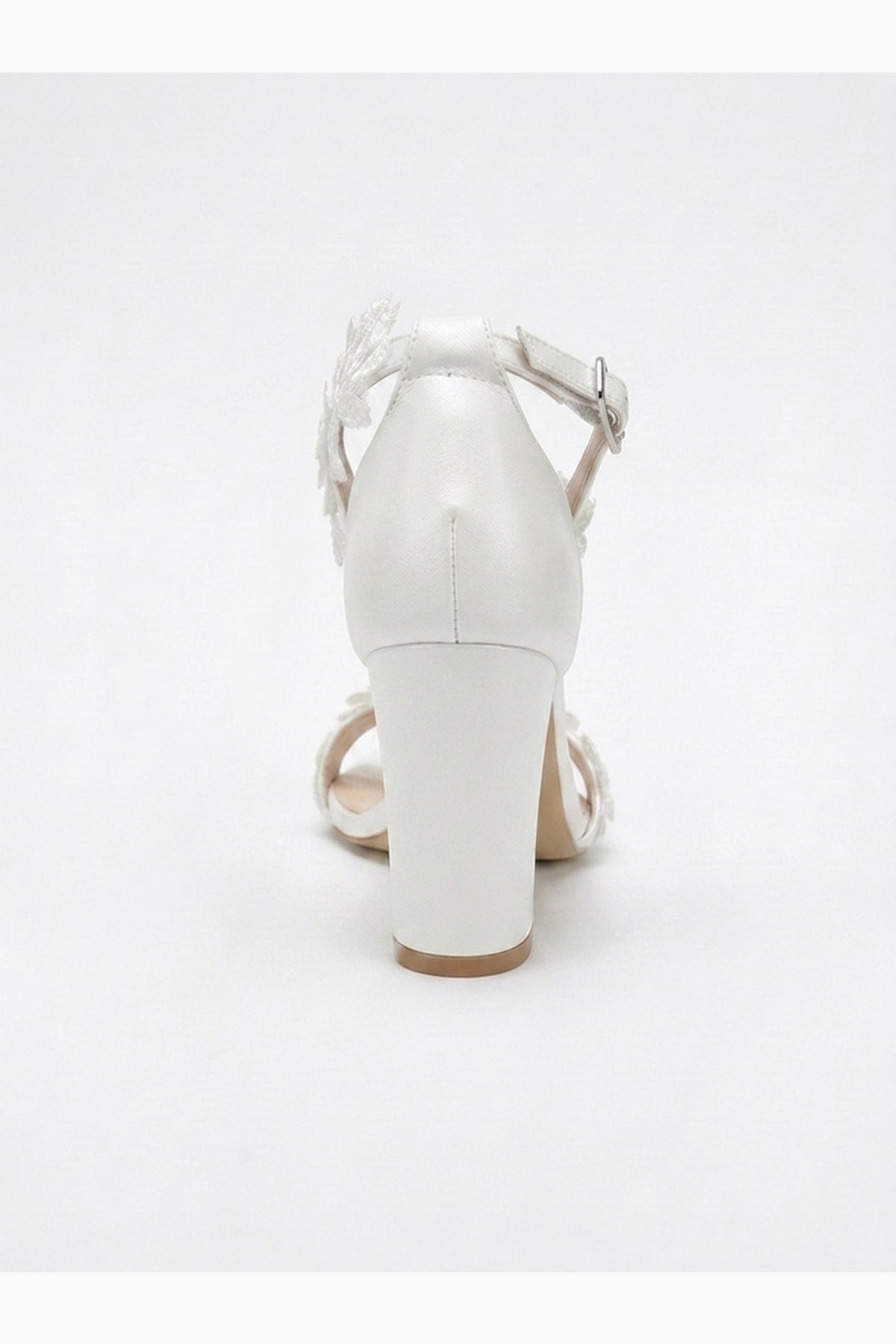 Lirielle Lace Wedding Heels – detail view showing lace, red, Vowalisse