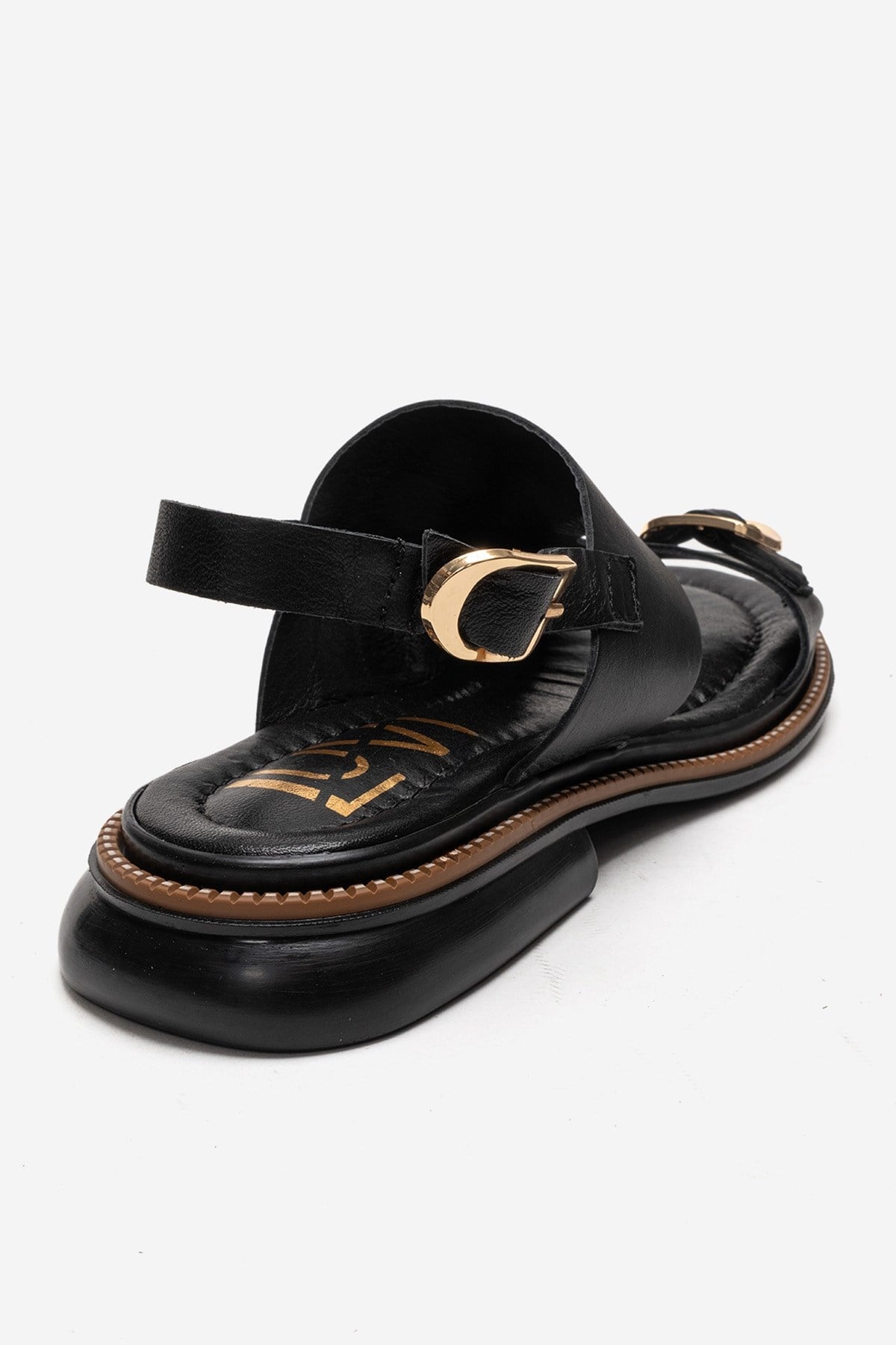 CRUEL - Black Genuine Leather Sandal – back view showing leather, black, Vowalisse